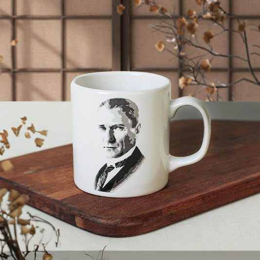 Keraart Atatürk Portre Beyaz Silindir Kupa 1 Adet