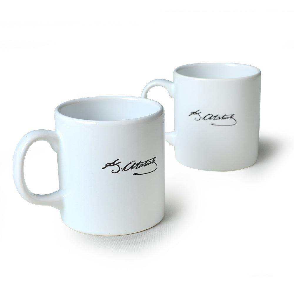 Keraart Atatürk Tek İmza Beyaz Silindir Kupa 1 Adet