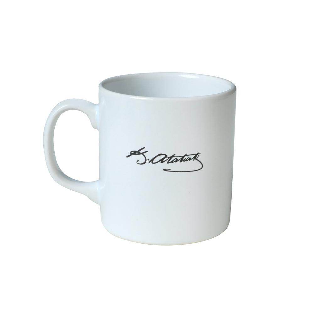 Keraart Atatürk Tek İmza Beyaz Silindir Kupa 1 Adet