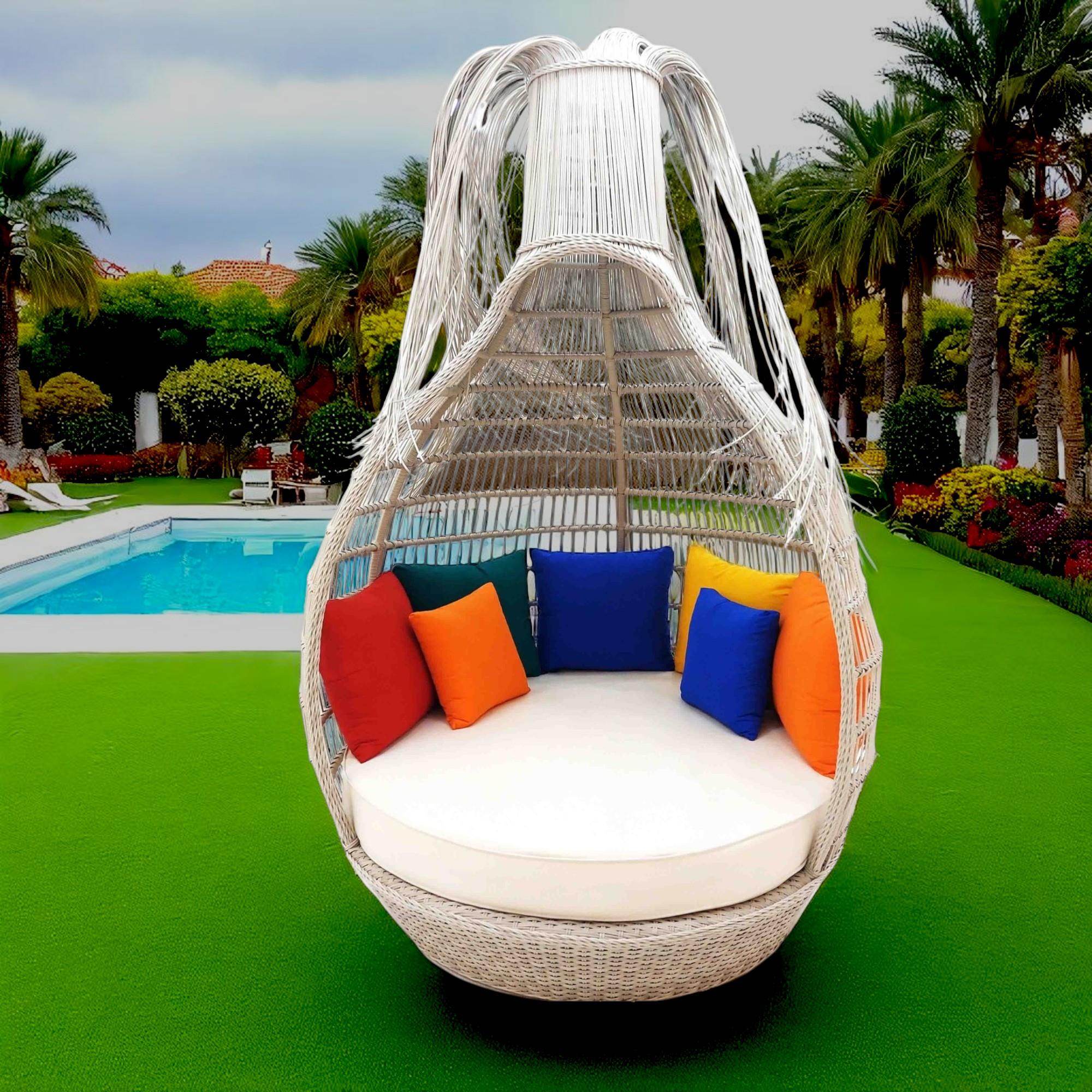 Tassel Daybed | 150 cm Rattan Bahçe Kral Yatağı