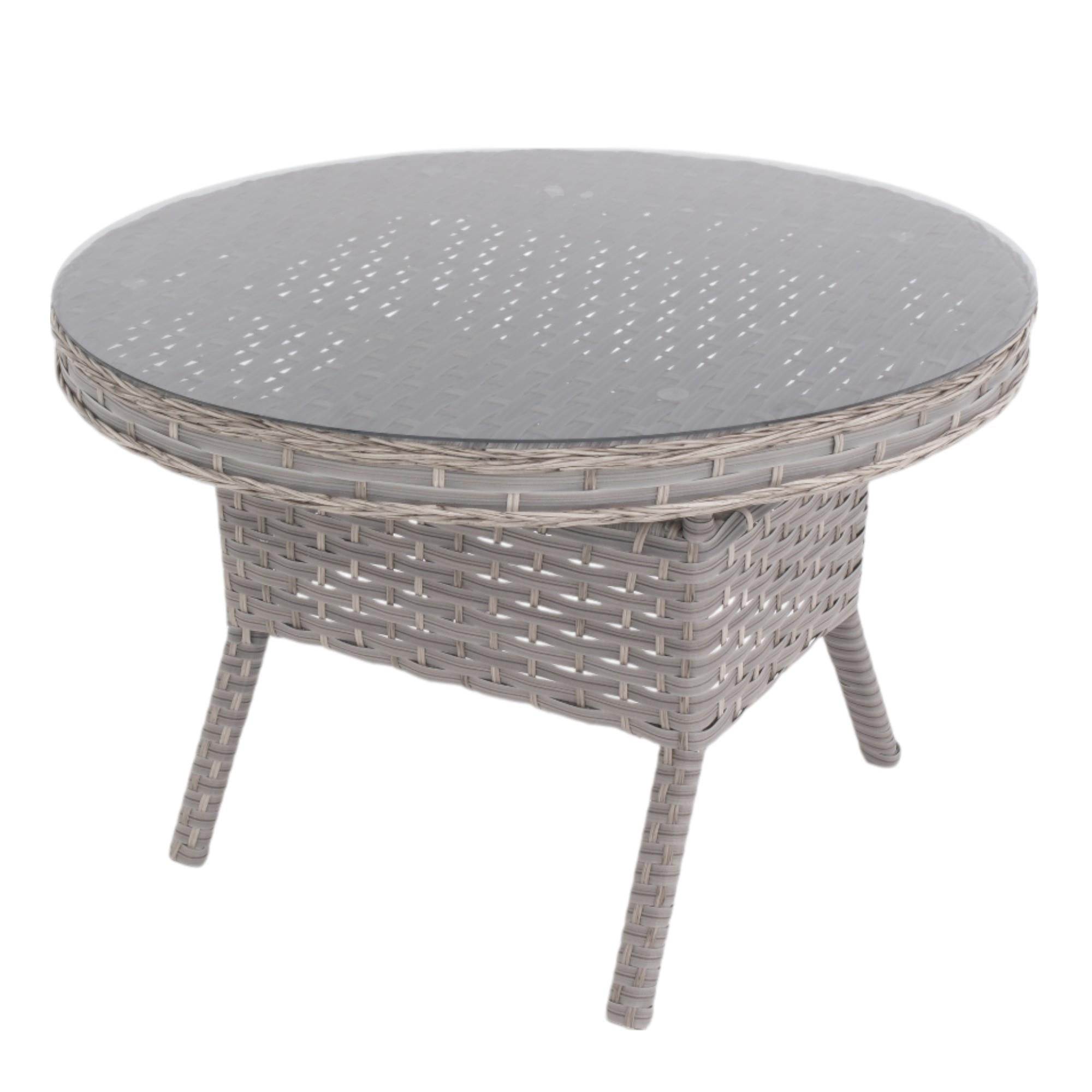 Spark Nova 110 cm Rattan Yuvarlak Minderli Bahçe Masa Takımı