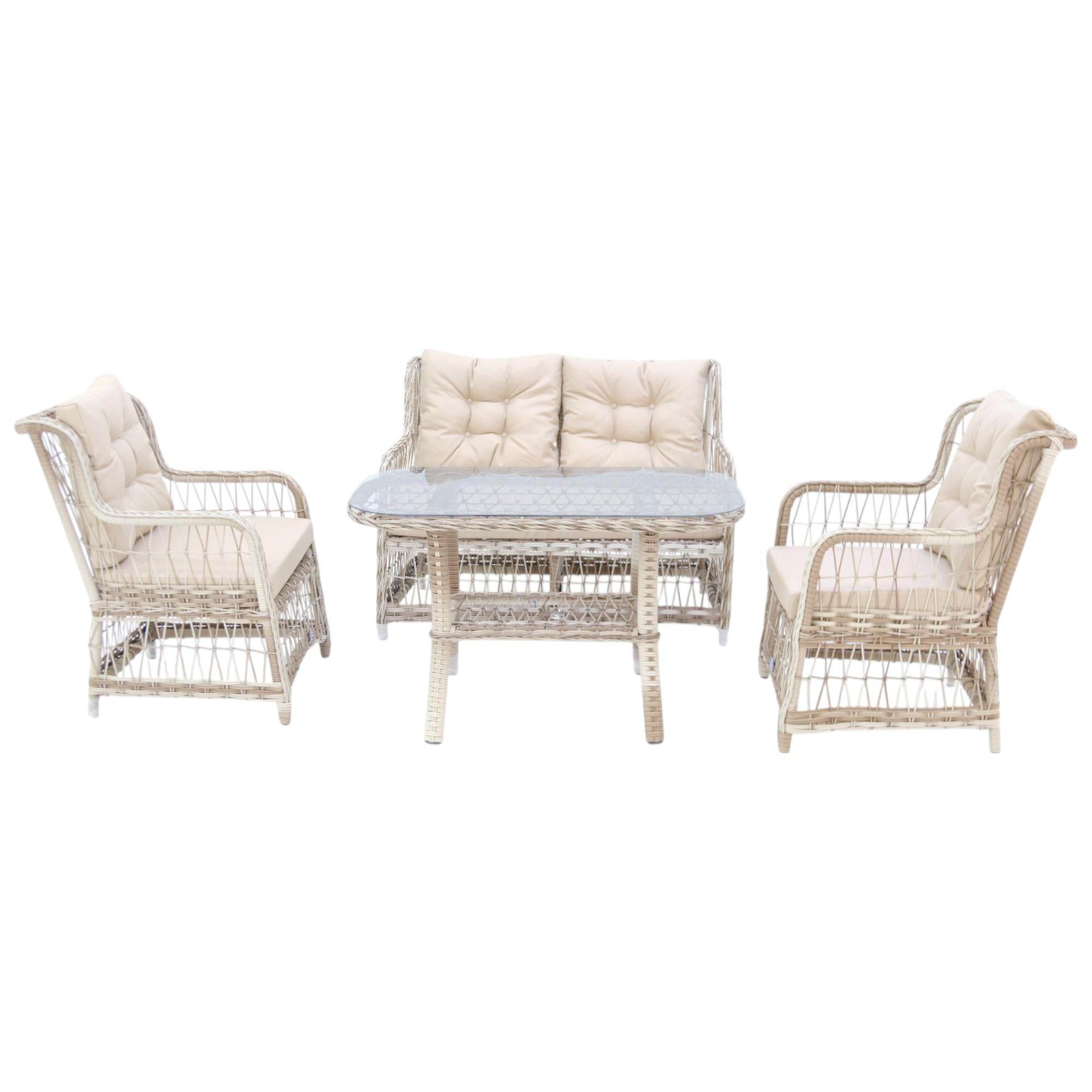 LaVida Bahçe Oturma Takımı | Rattan 2+1+1 ve Sehpa