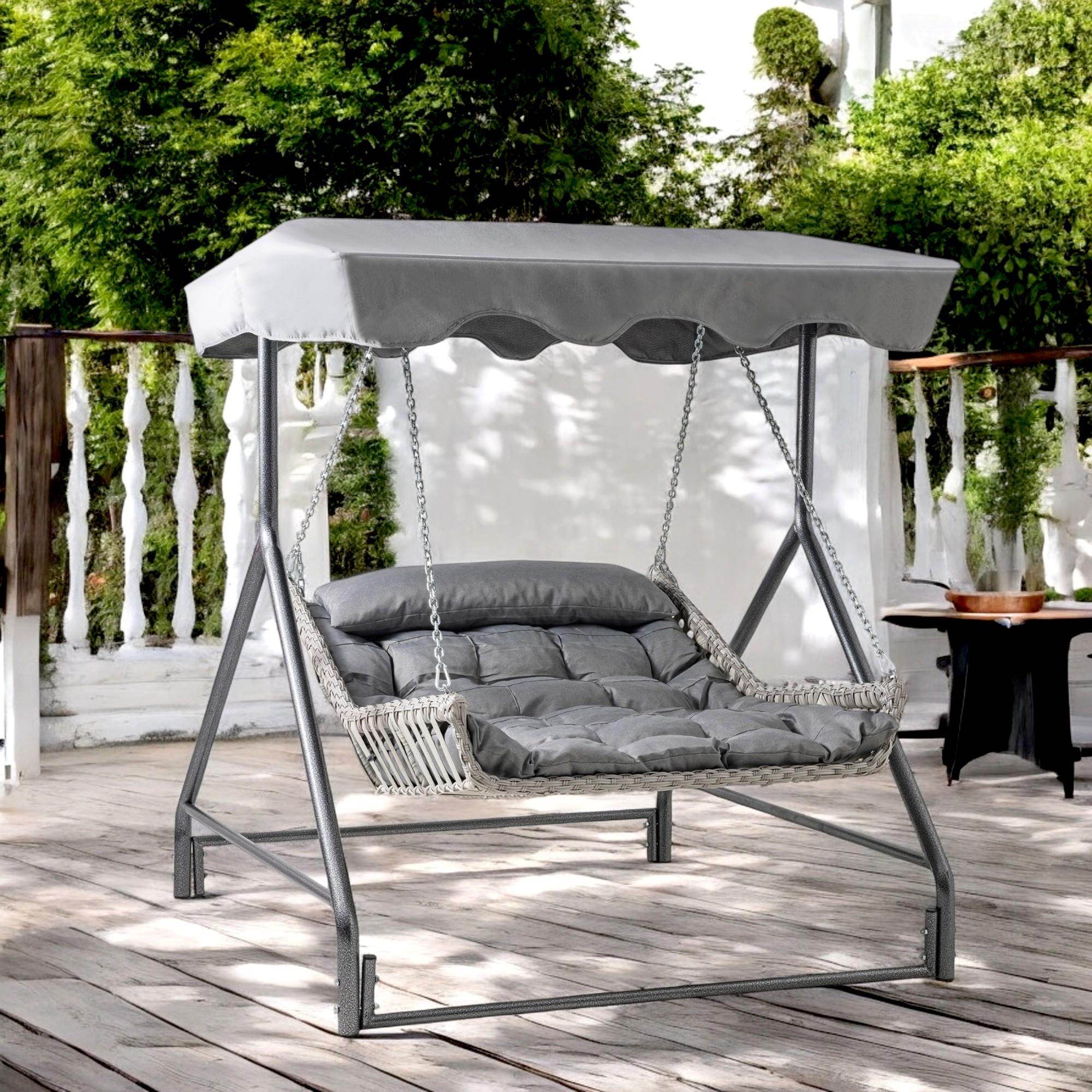 Bed | Çiftli Rattan Bahçe Salıncağı | Rehome Balkon Salıncağı