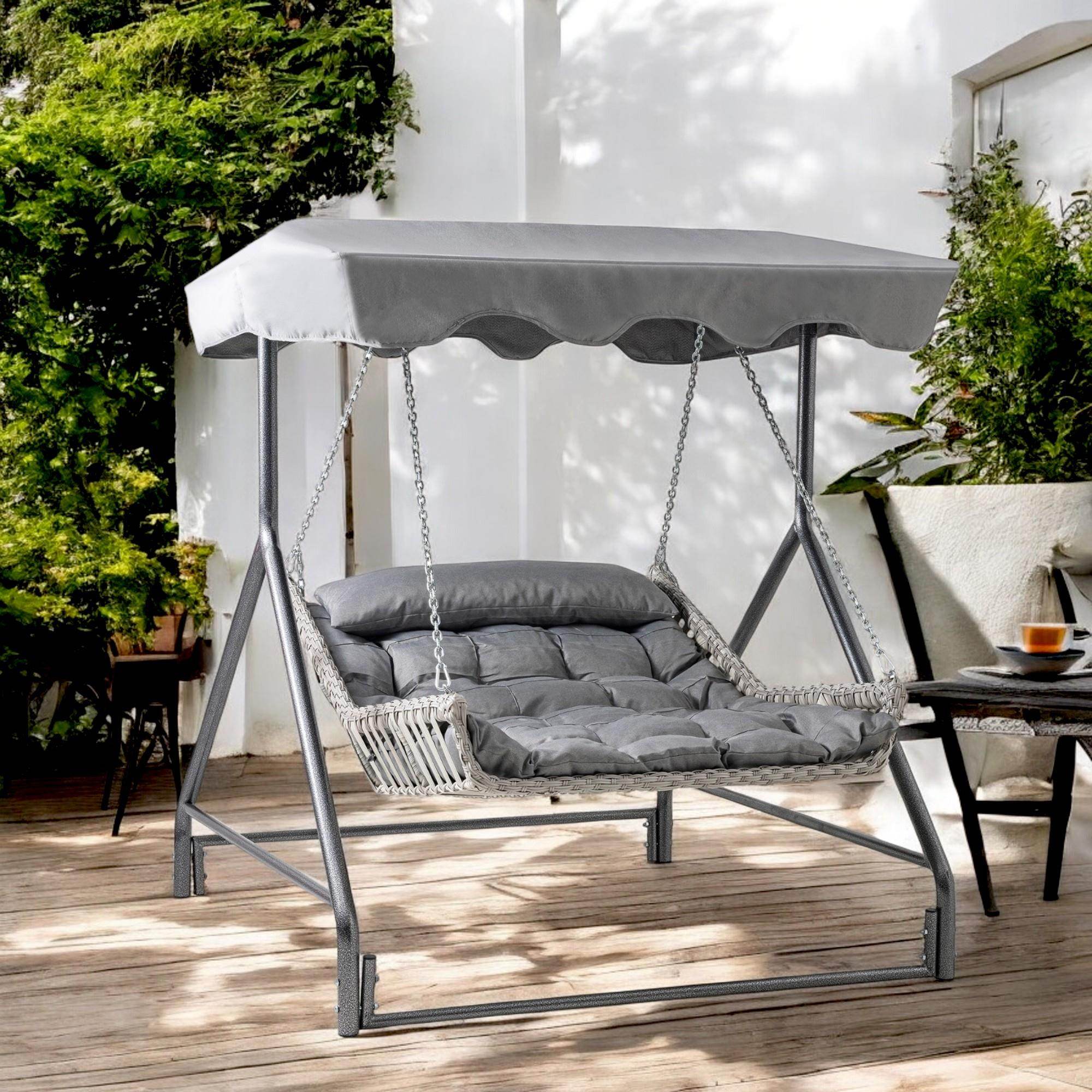 Bed | Çiftli Rattan Bahçe Salıncağı | Rehome Balkon Salıncağı