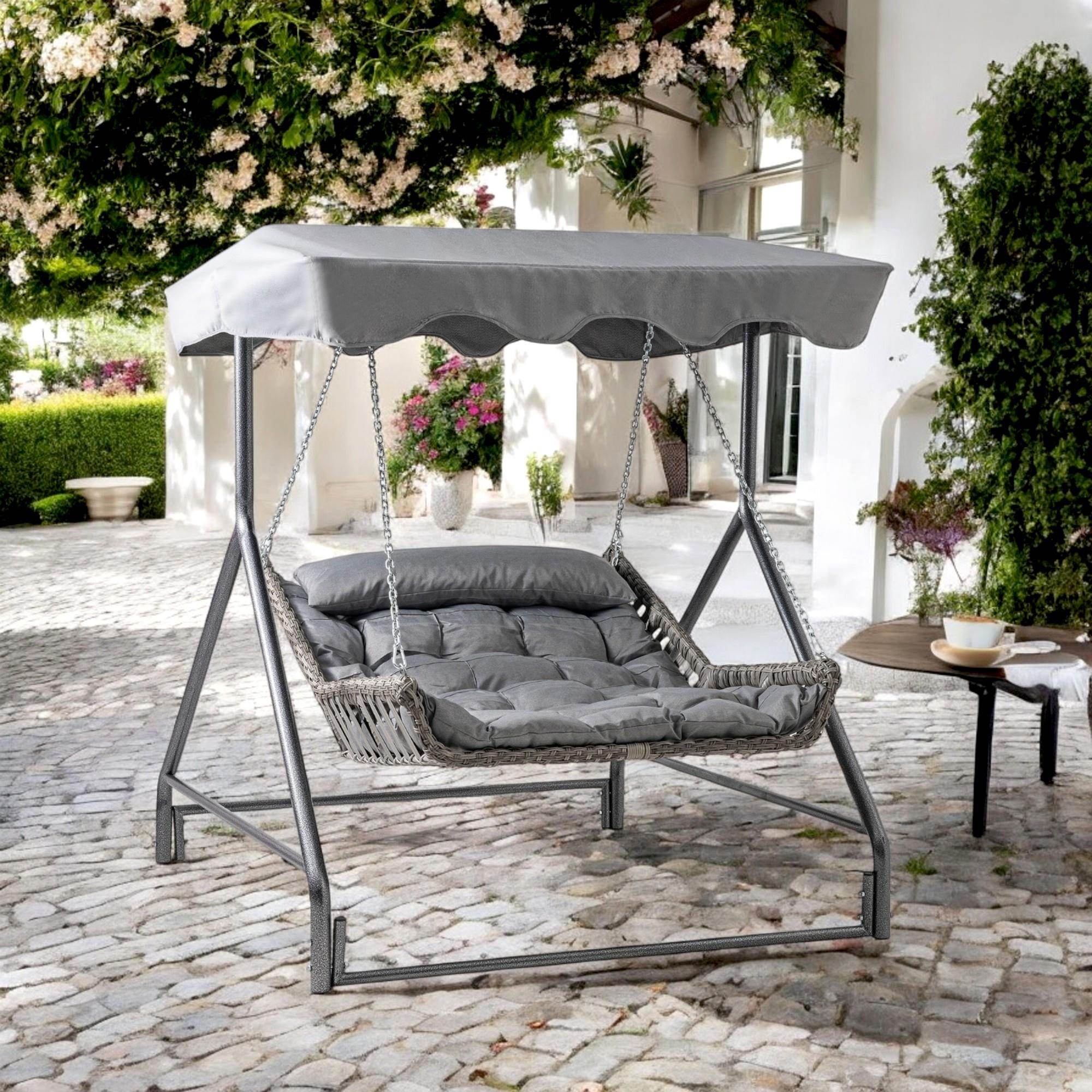 Bed | Çiftli Rattan Bahçe Salıncağı | Rehome Balkon Salıncağı