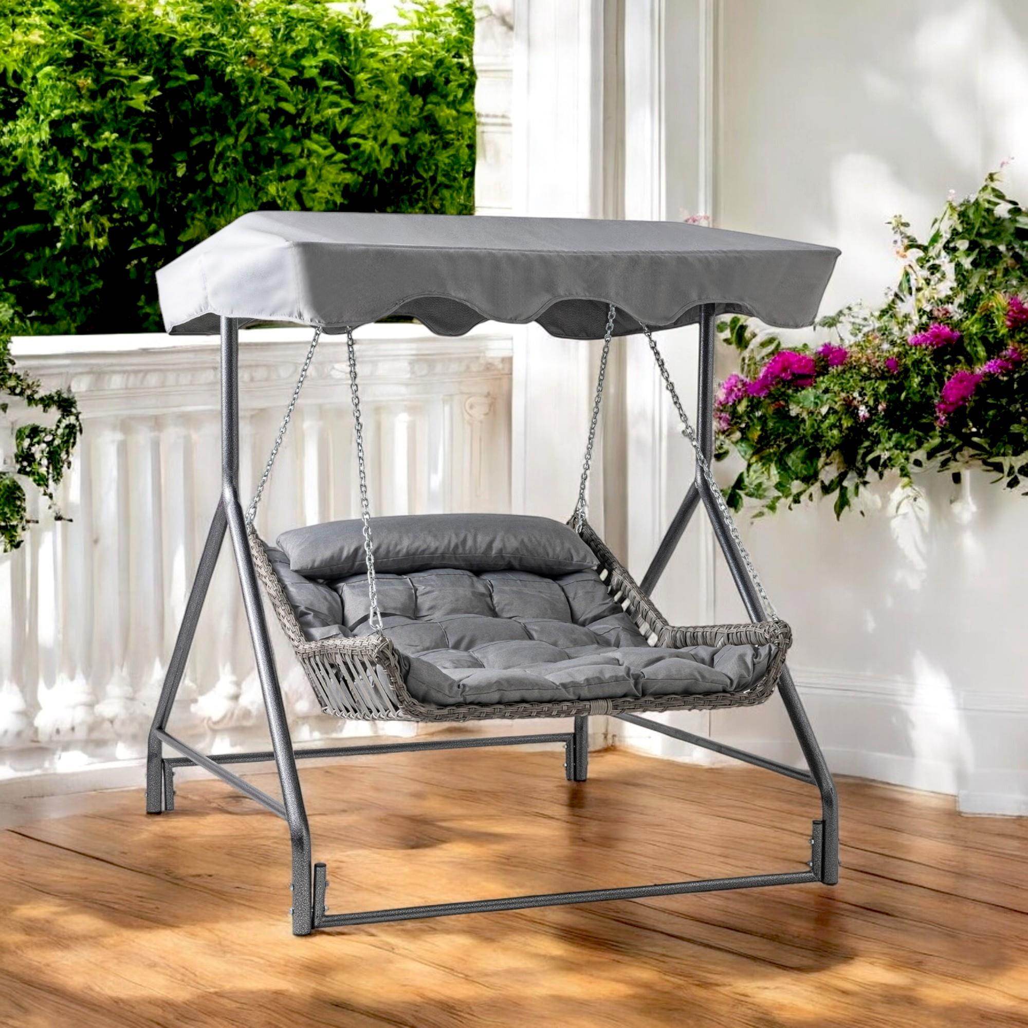 Bed | Çiftli Rattan Bahçe Salıncağı | Rehome Balkon Salıncağı