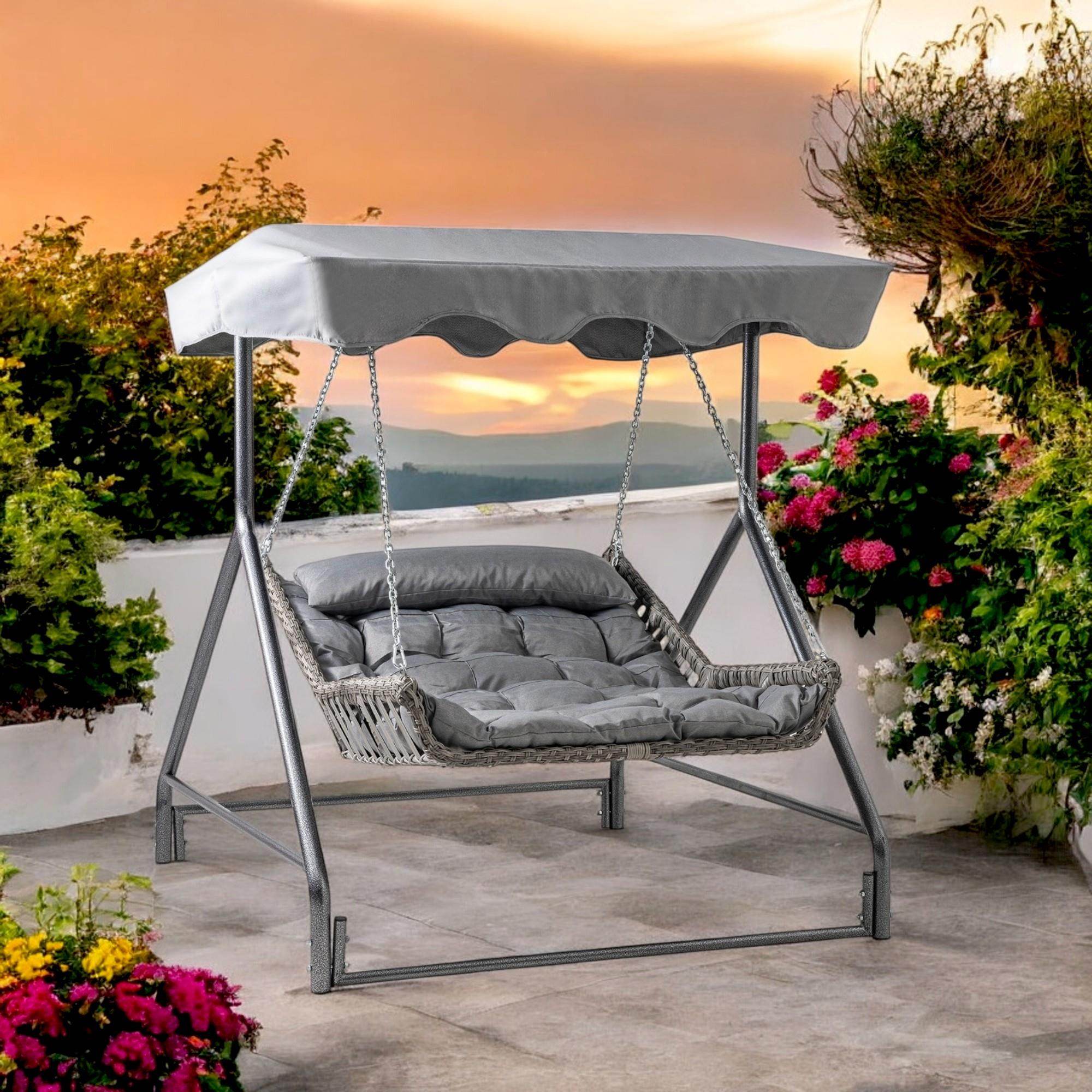 Bed | Çiftli Rattan Bahçe Salıncağı | Rehome Balkon Salıncağı