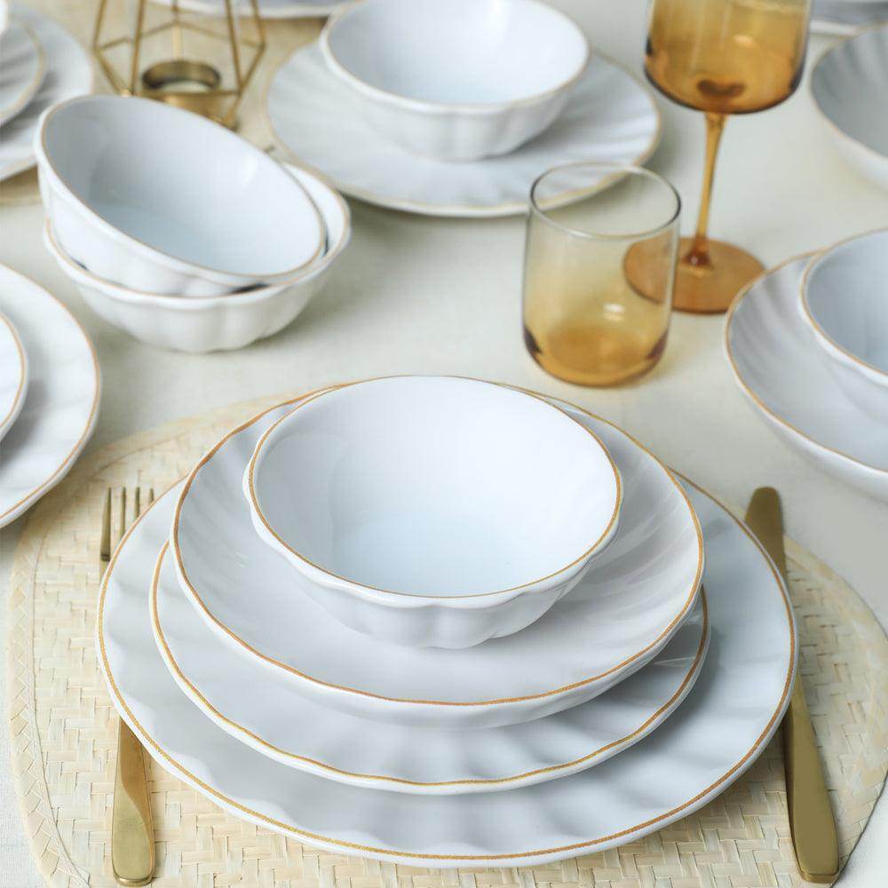 Keraart Beyaz Gold File Sirius Yemek Takımı 24 Parça 6 Kişilik 21374