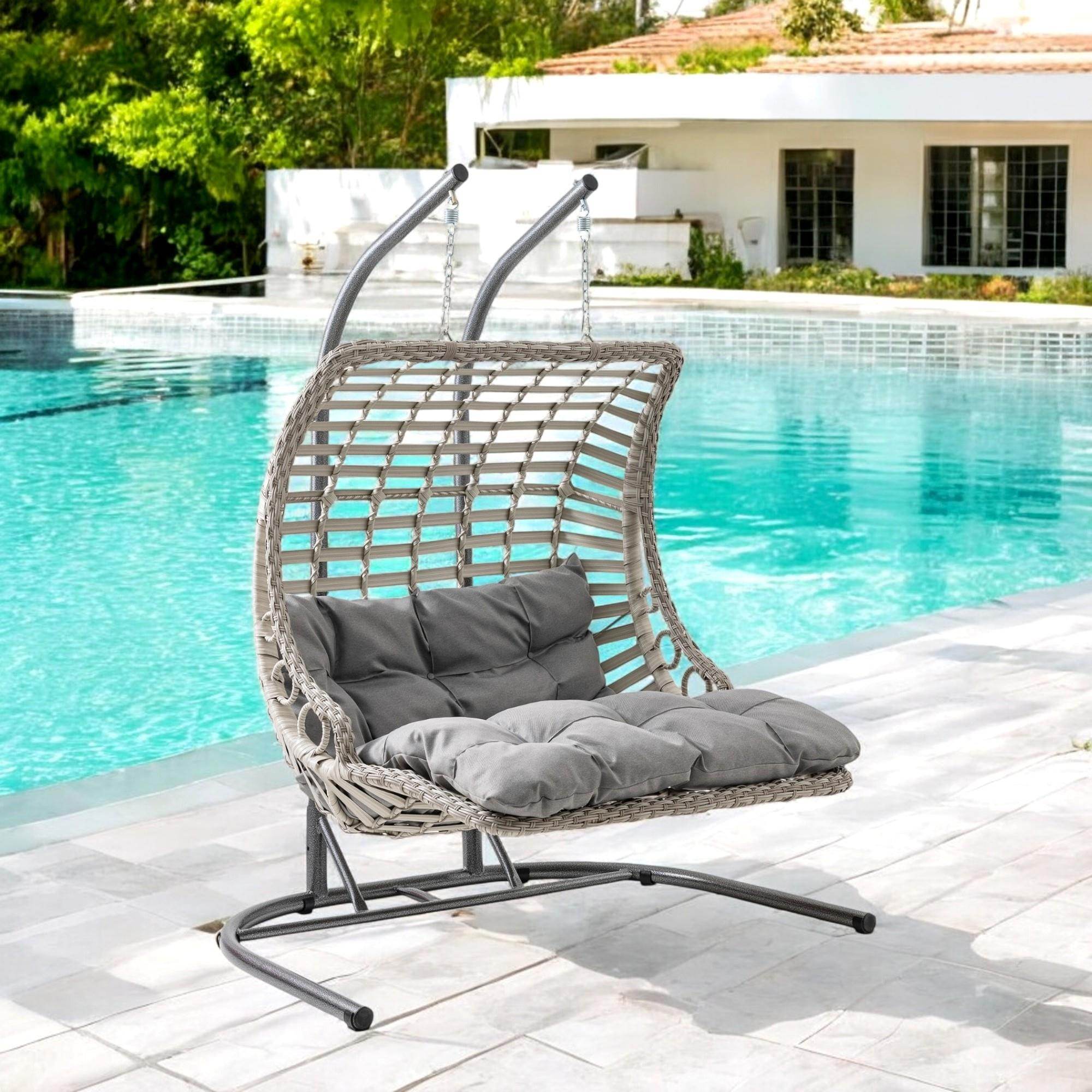 Bodrum Double | Çiftli Rattan Bahçe Salıncağı | Rehome Balkon Salıncağı