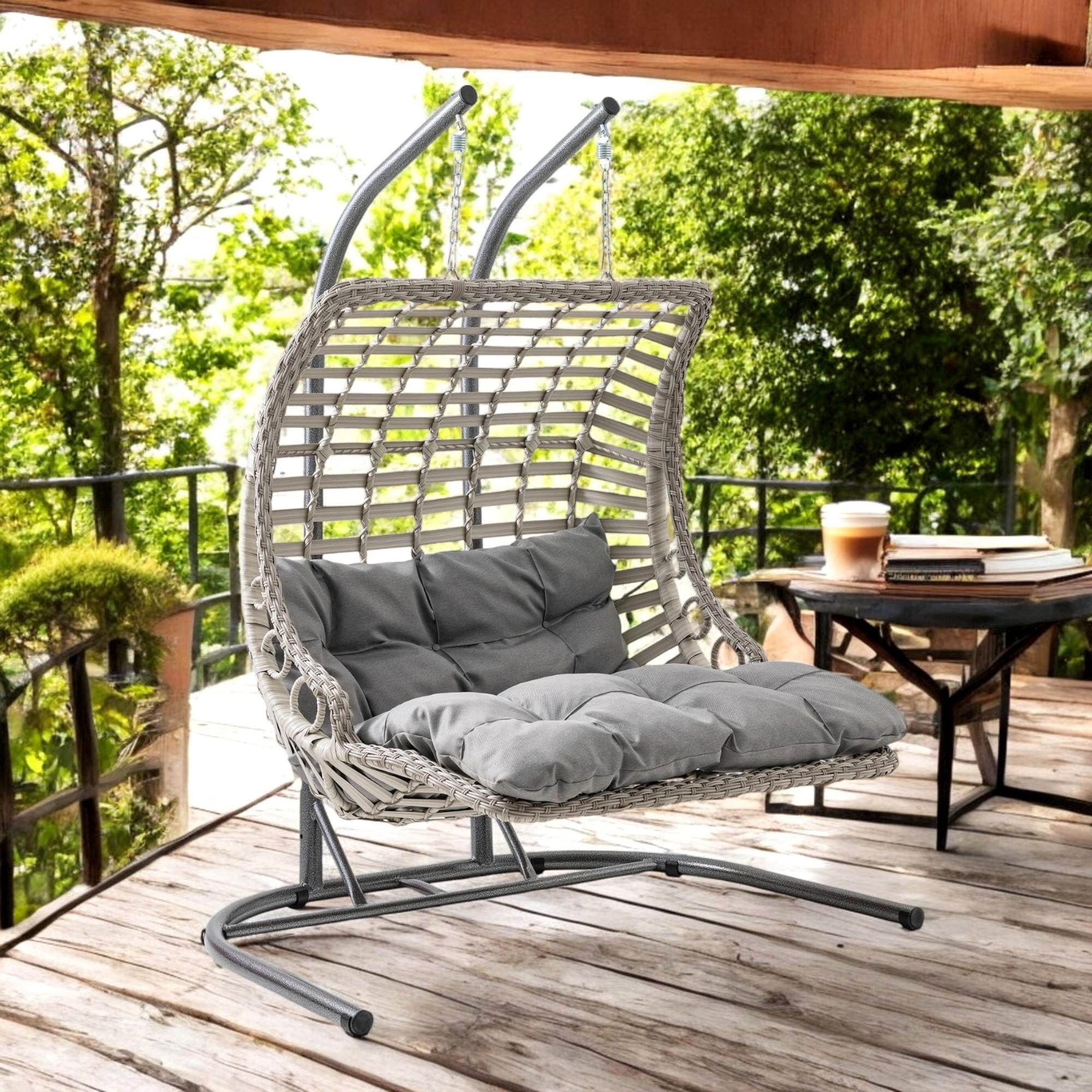 Bodrum Double | Çiftli Rattan Bahçe Salıncağı | Rehome Balkon Salıncağı