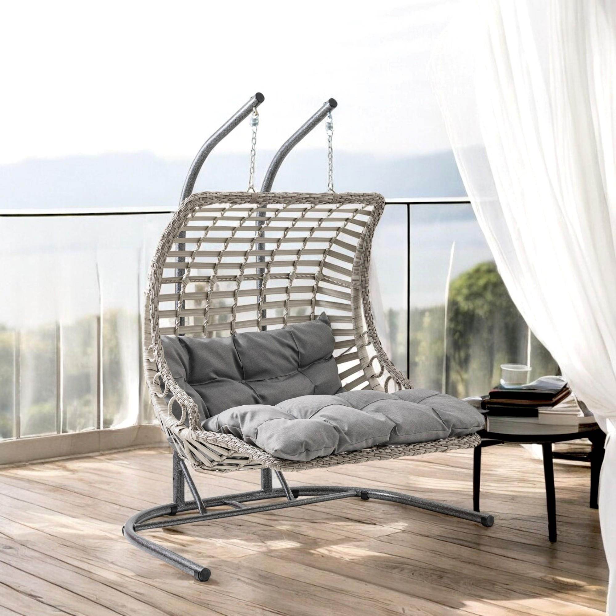 Bodrum Double | Çiftli Rattan Bahçe Salıncağı | Rehome Balkon Salıncağı