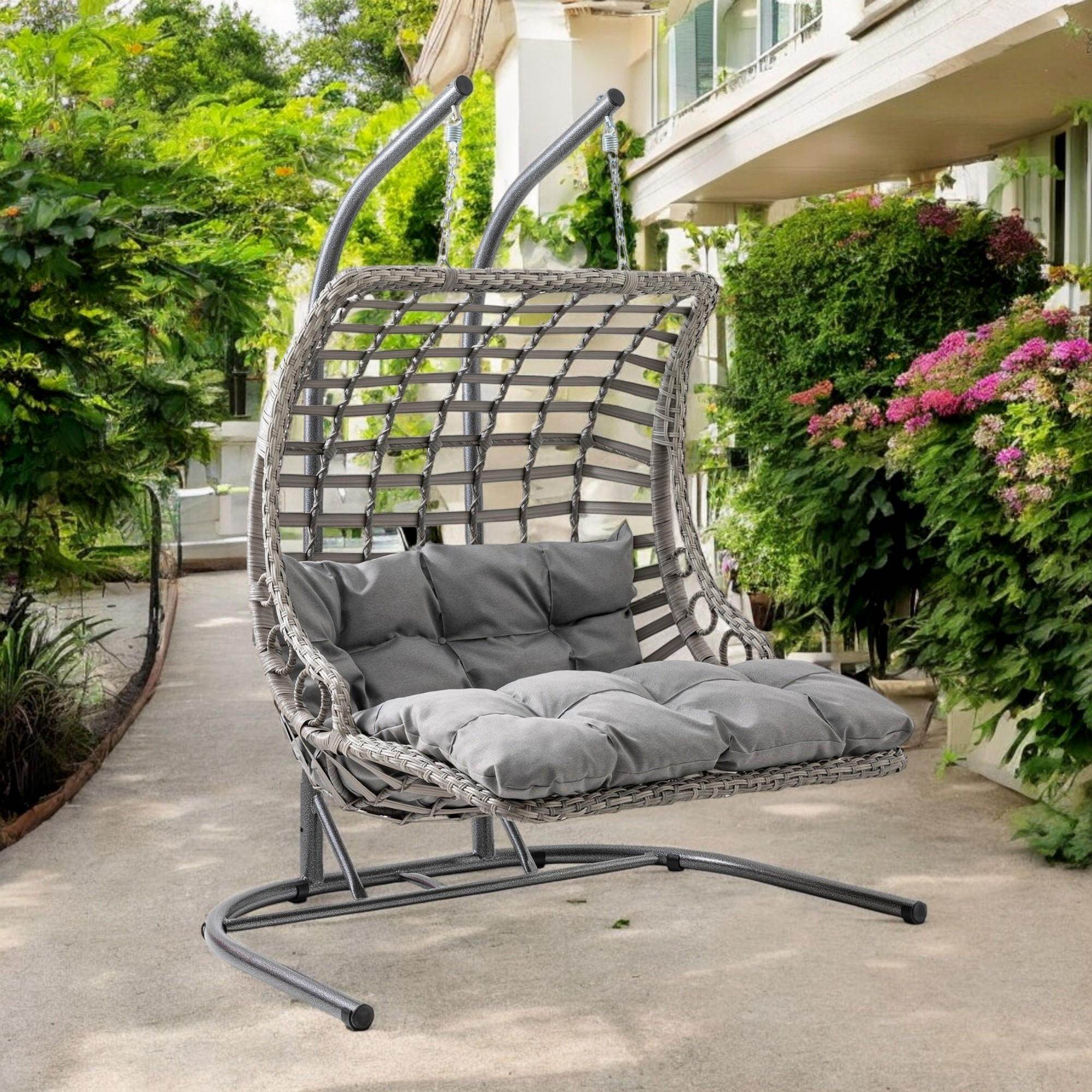 Bodrum Double | Çiftli Rattan Bahçe Salıncağı | Rehome Balkon Salıncağı