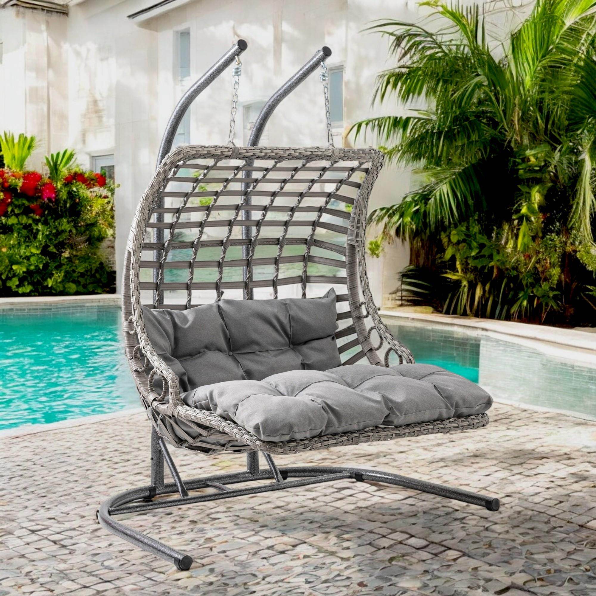 Bodrum Double | Çiftli Rattan Bahçe Salıncağı | Rehome Balkon Salıncağı