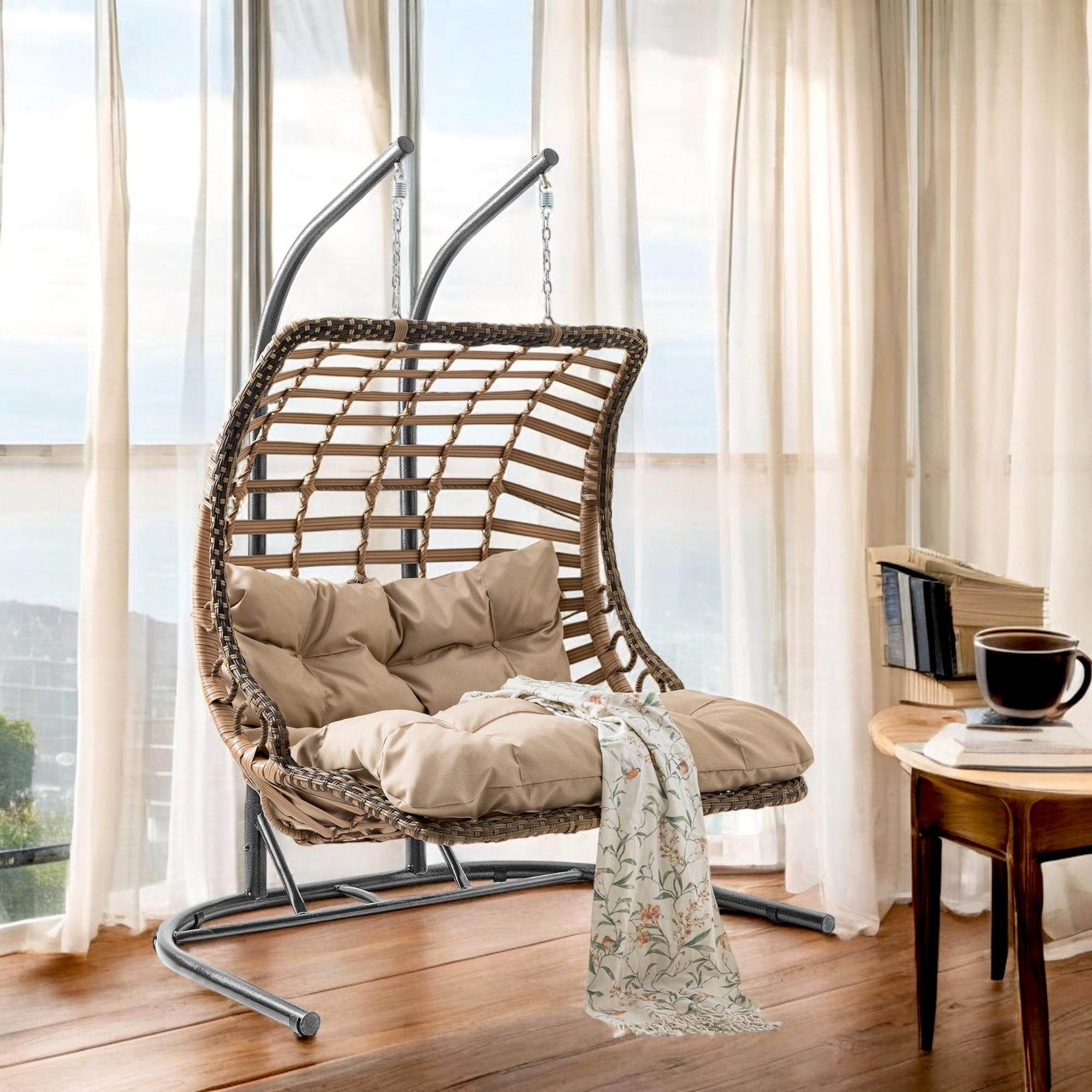 Bodrum Double | Çiftli Rattan Bahçe Salıncağı | Rehome Balkon Salıncağı