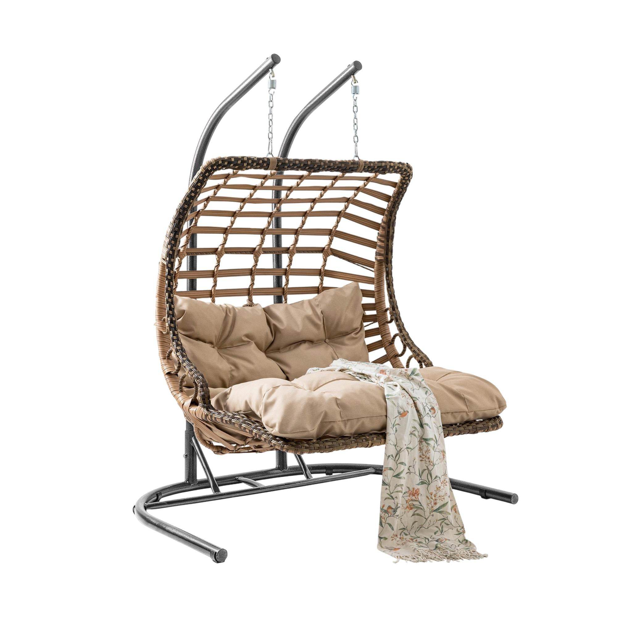 Bodrum Double | Çiftli Rattan Bahçe Salıncağı | Rehome Balkon Salıncağı