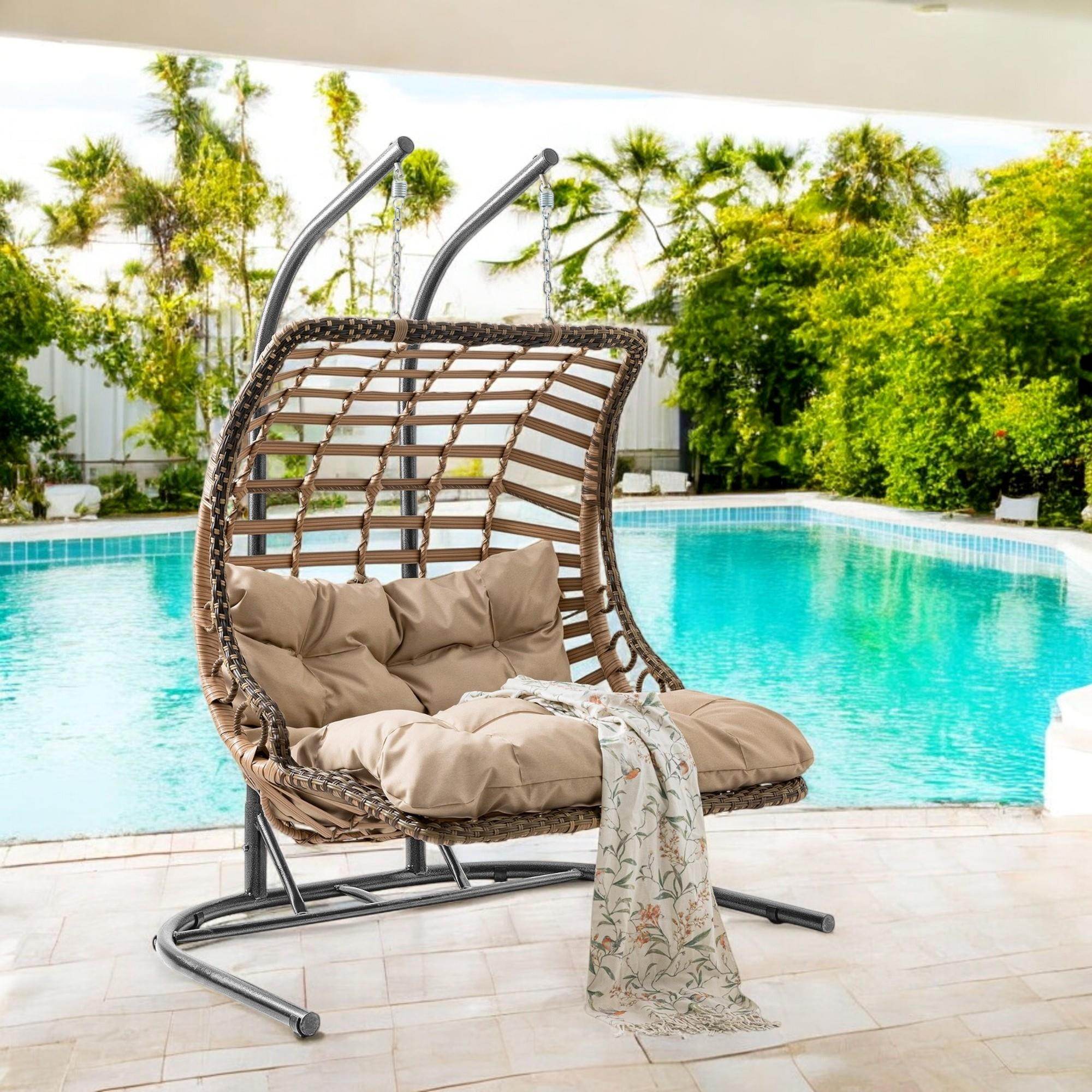 Bodrum Double | Çiftli Rattan Bahçe Salıncağı | Rehome Balkon Salıncağı