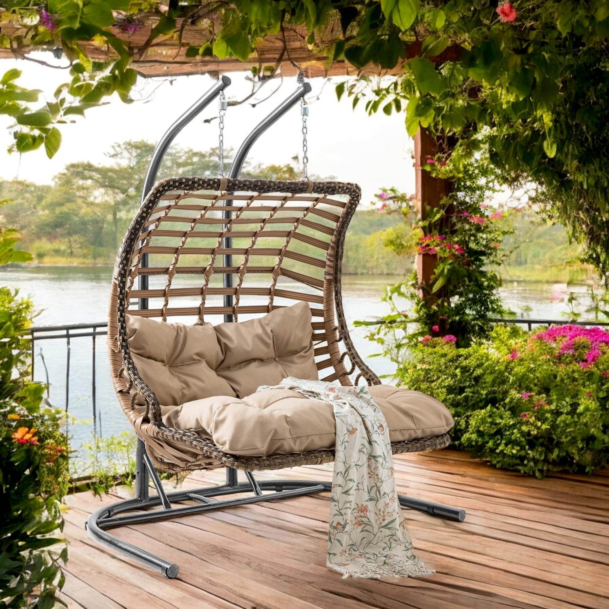 Bodrum Double | Çiftli Rattan Bahçe Salıncağı | Rehome Balkon Salıncağı