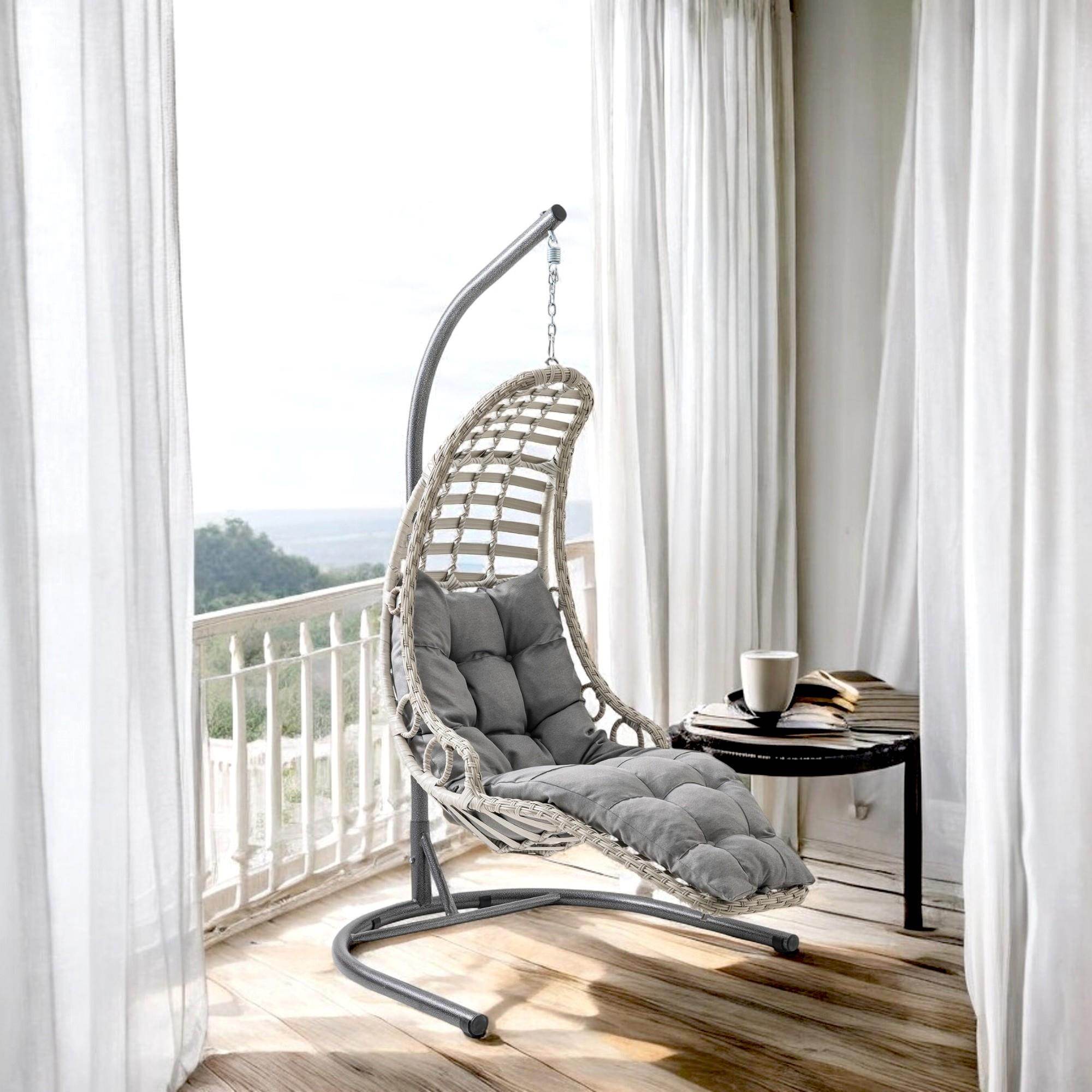 Bodrum | Tekli Rattan Bahçe Salıncağı | Rehome Balkon Salıncağı