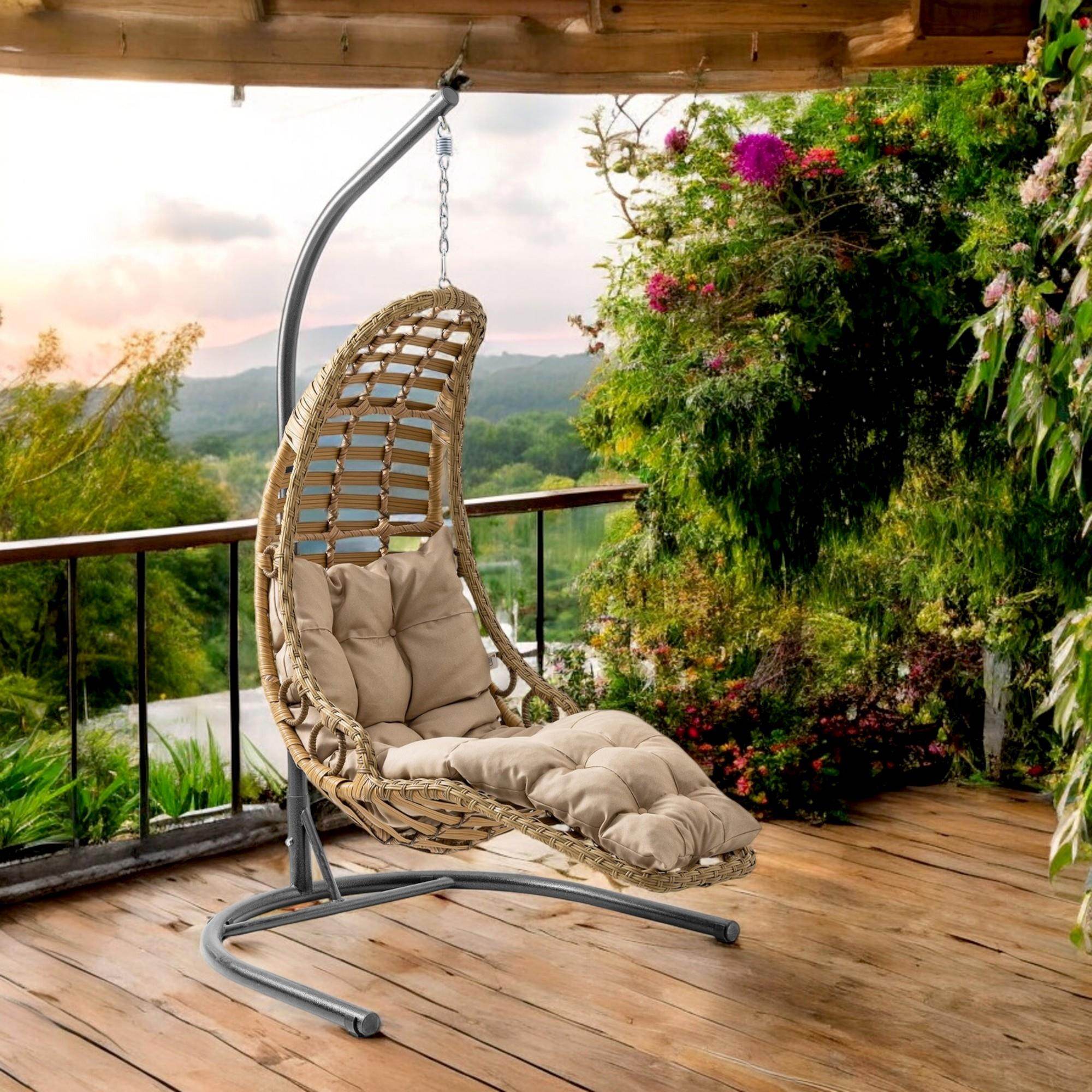 Bodrum | Tekli Rattan Bahçe Salıncağı | Rehome Balkon Salıncağı