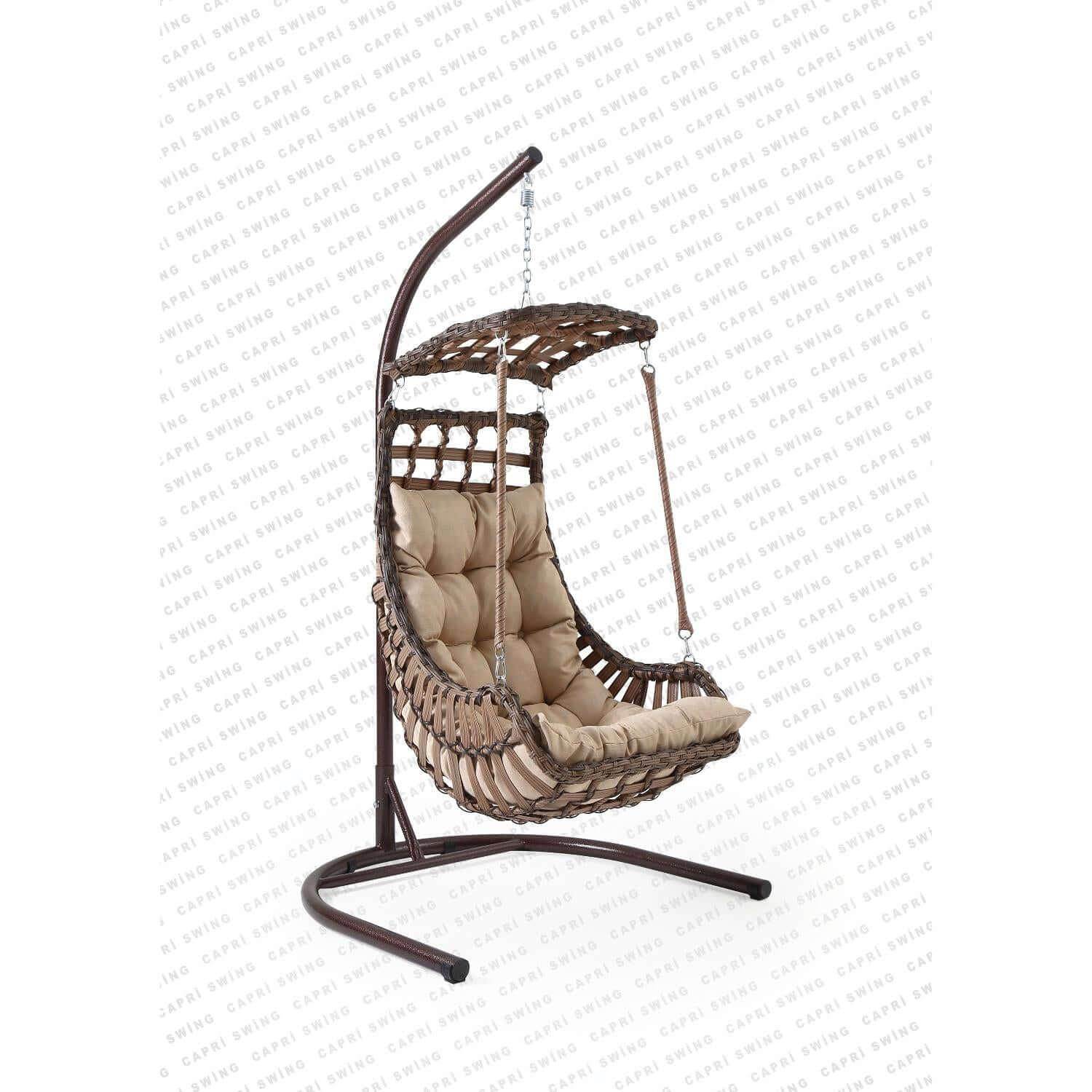 Capri Swing Alaçatı Tekli Rattan Bahçe Salıncağı | Balkon Salıncağı