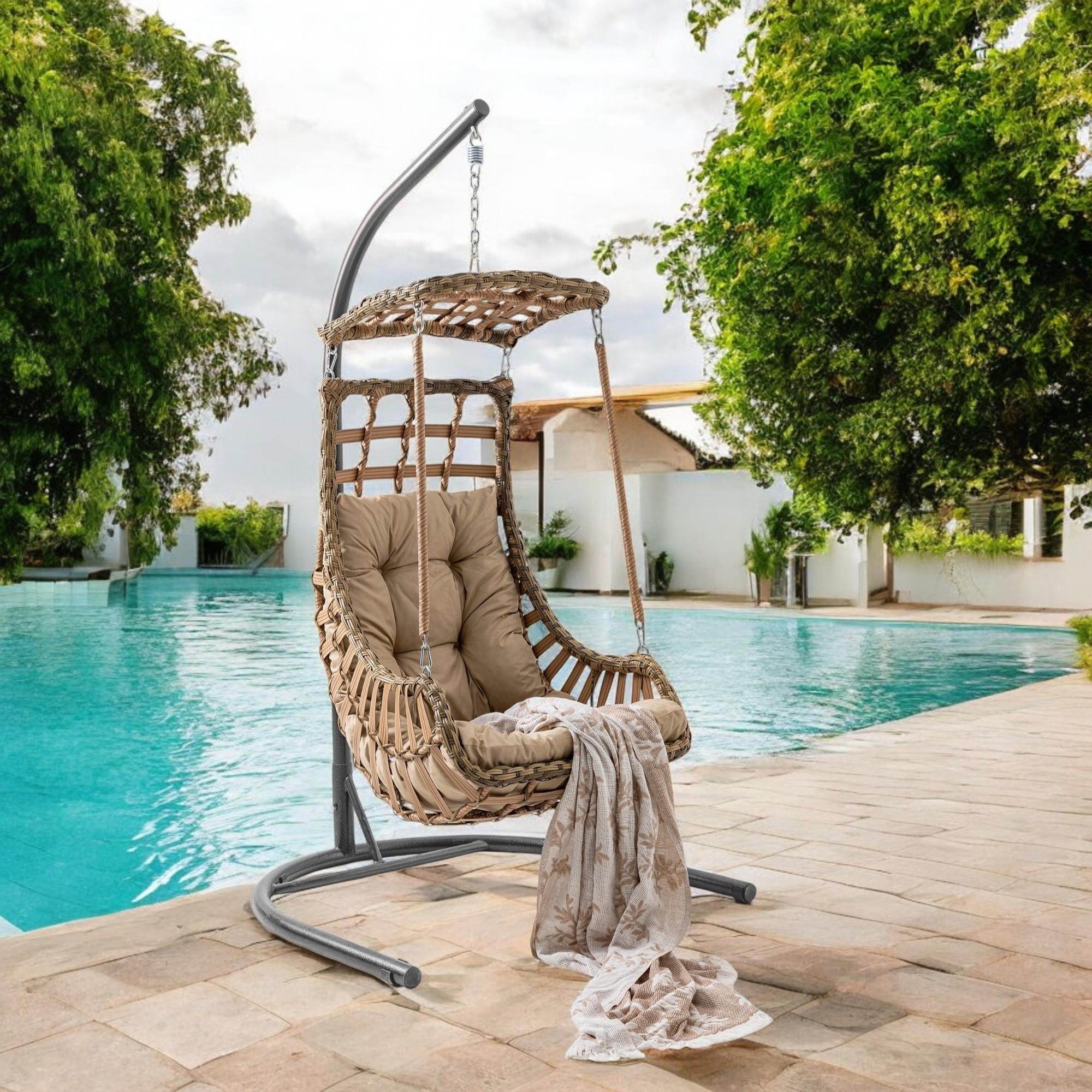 Capri Swing Alaçatı Tekli Rattan Bahçe Salıncağı | Balkon Salıncağı