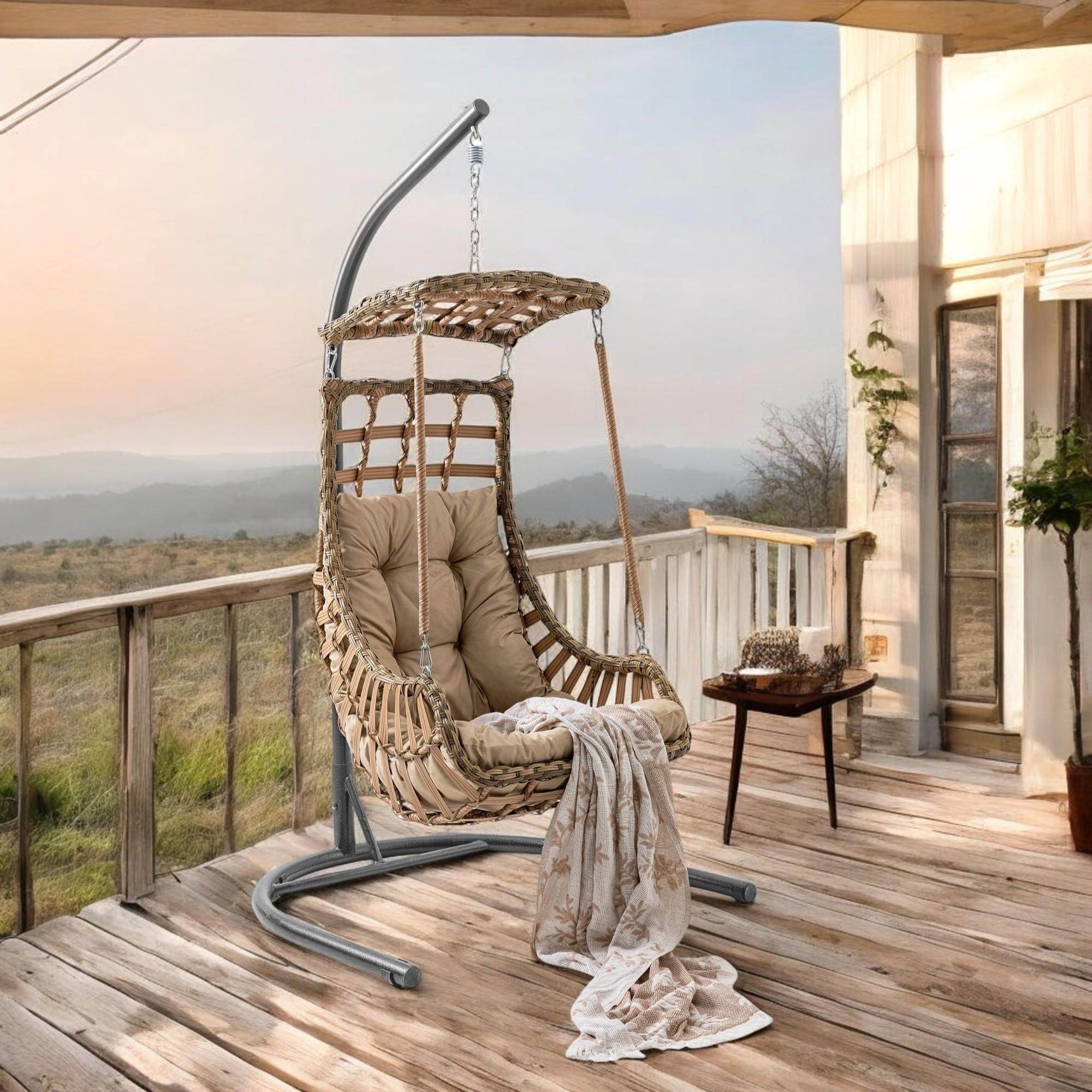 Capri Swing Alaçatı Tekli Rattan Bahçe Salıncağı | Balkon Salıncağı