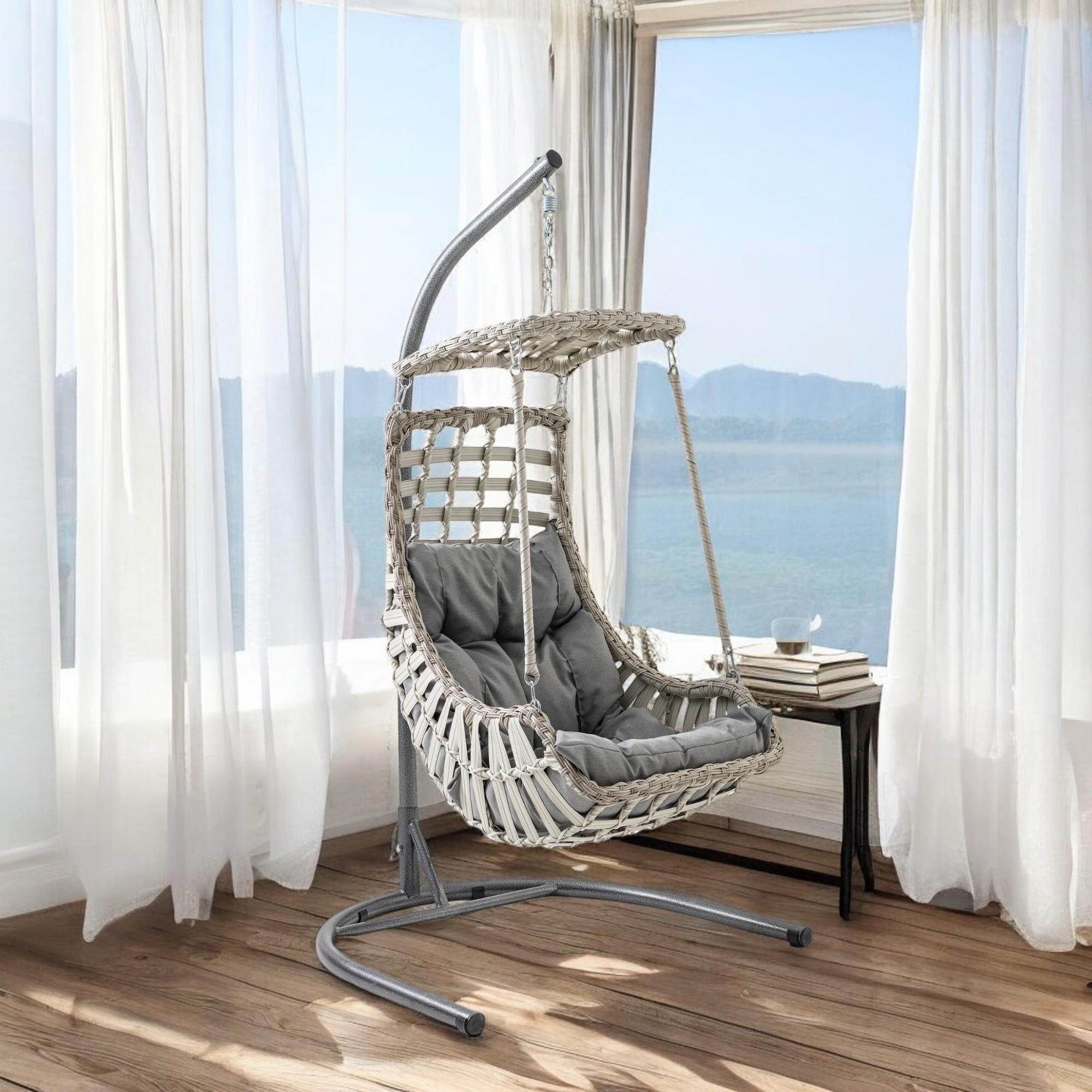 Capri Swing Alaçatı Tekli Rattan Bahçe Salıncağı | Balkon Salıncağı