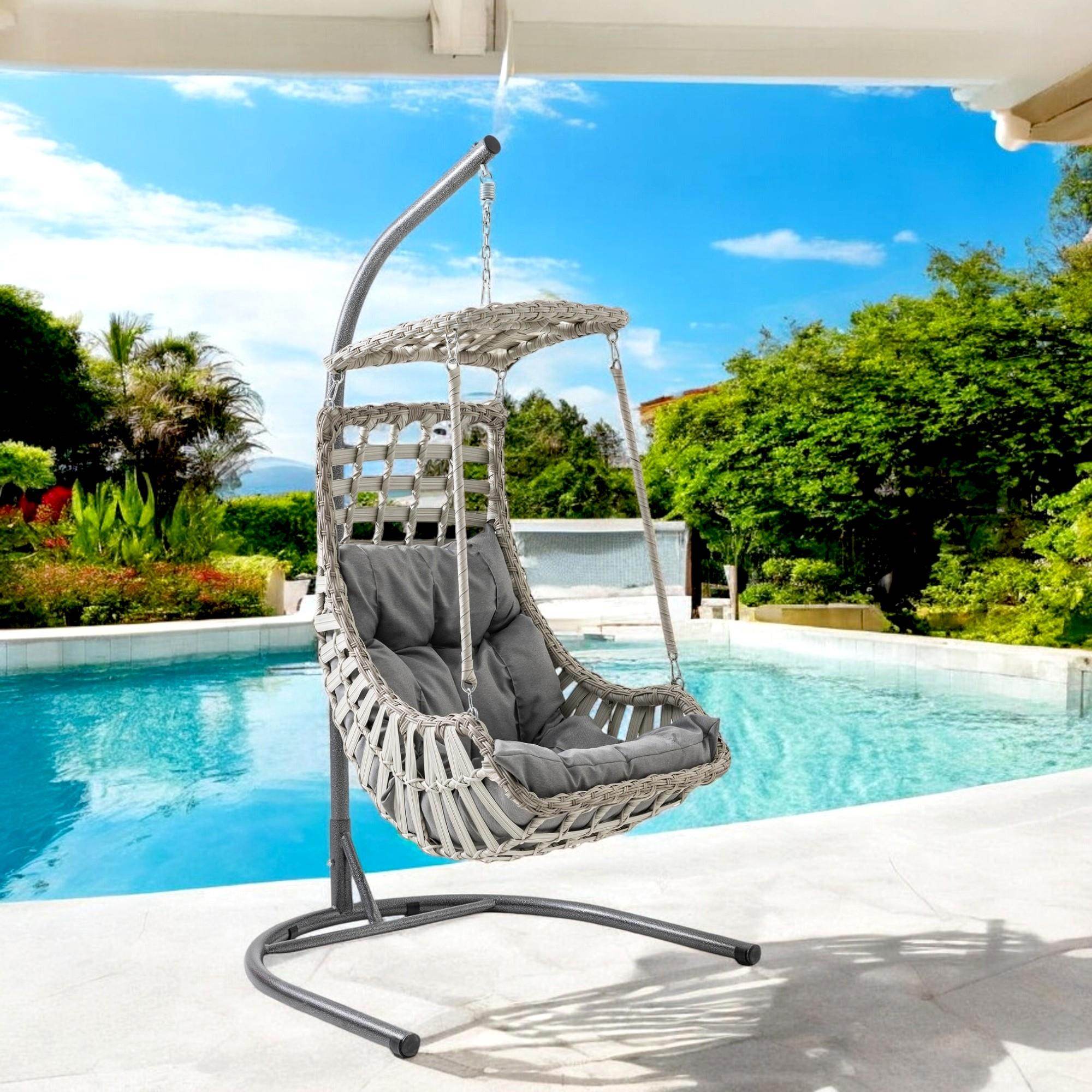 Capri Swing Alaçatı Tekli Rattan Bahçe Salıncağı | Balkon Salıncağı