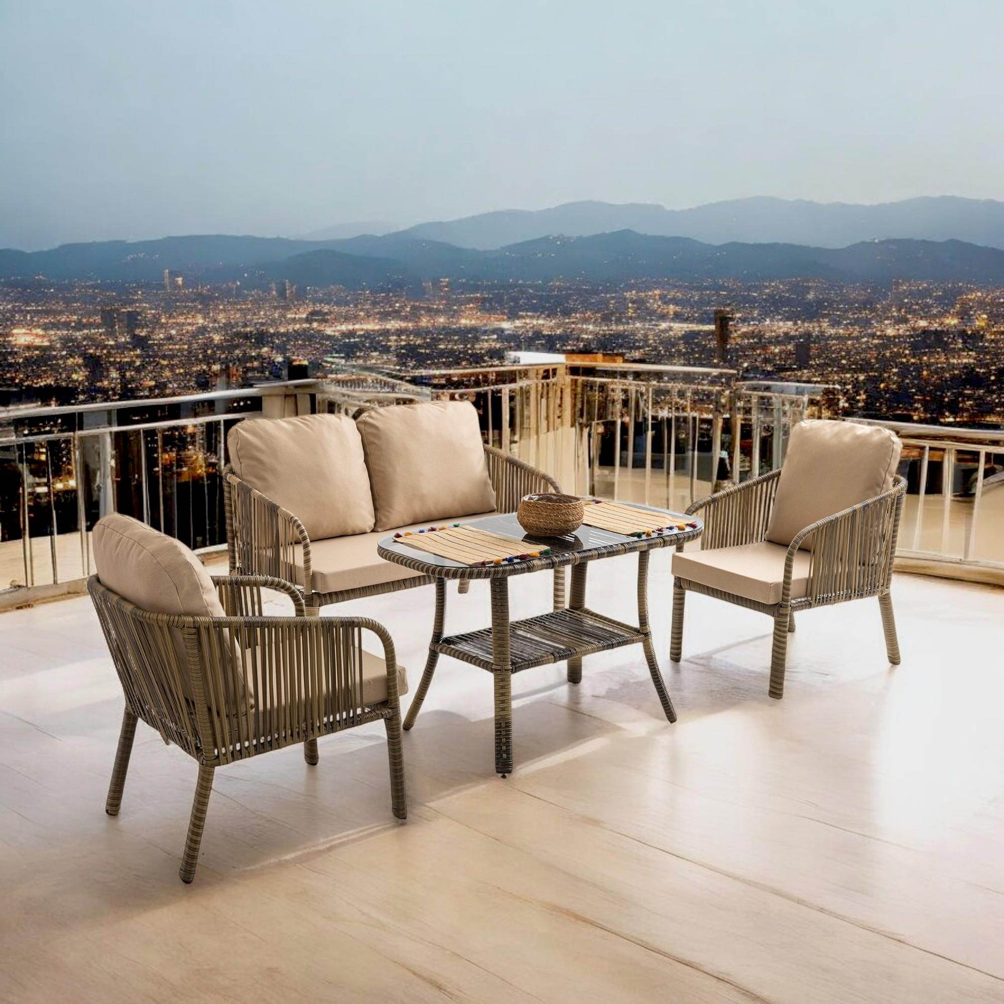 Capri Swing Artemis İkili Rattan Balkon Bahçe Takımı | Açık Kahve