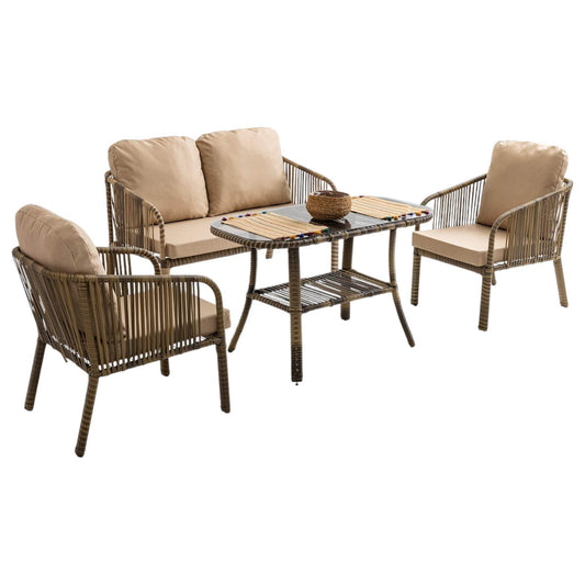 Capri Swing Artemis İkili Rattan Balkon Bahçe Takımı | Açık Kahve