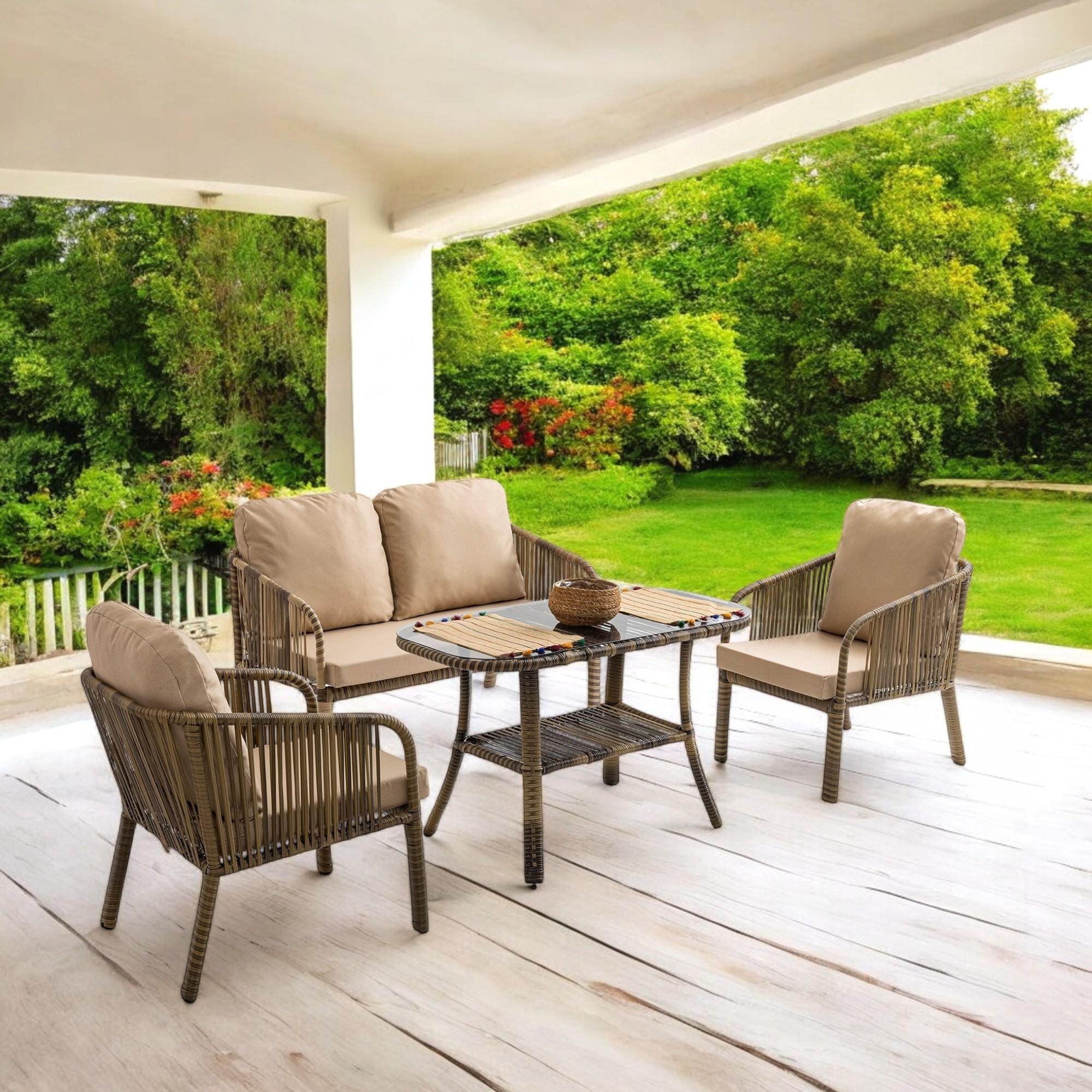 Capri Swing Artemis İkili Rattan Balkon Bahçe Takımı | Açık Kahve