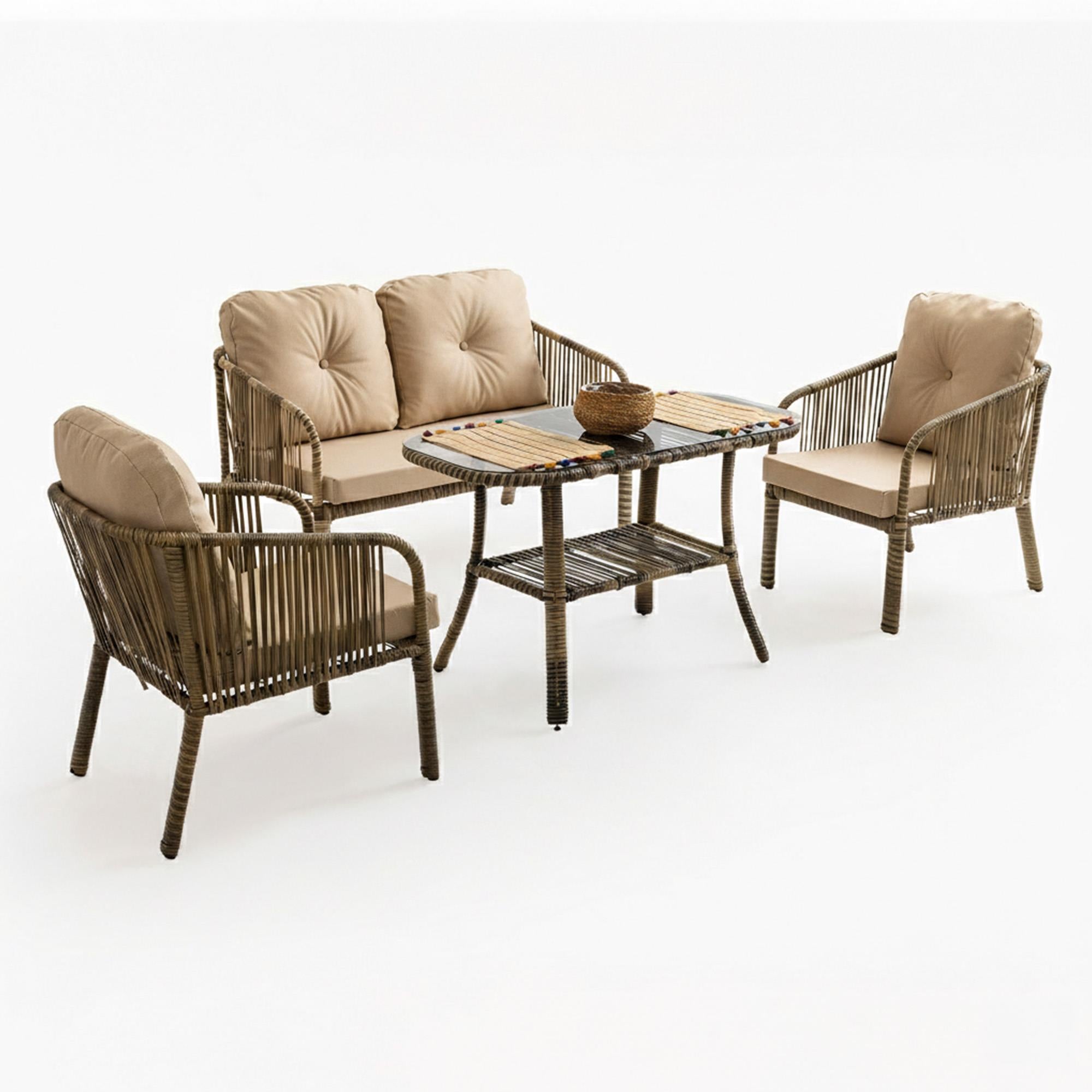 Capri Swing Artemis İkili Rattan Balkon Bahçe Takımı | Açık Kahve