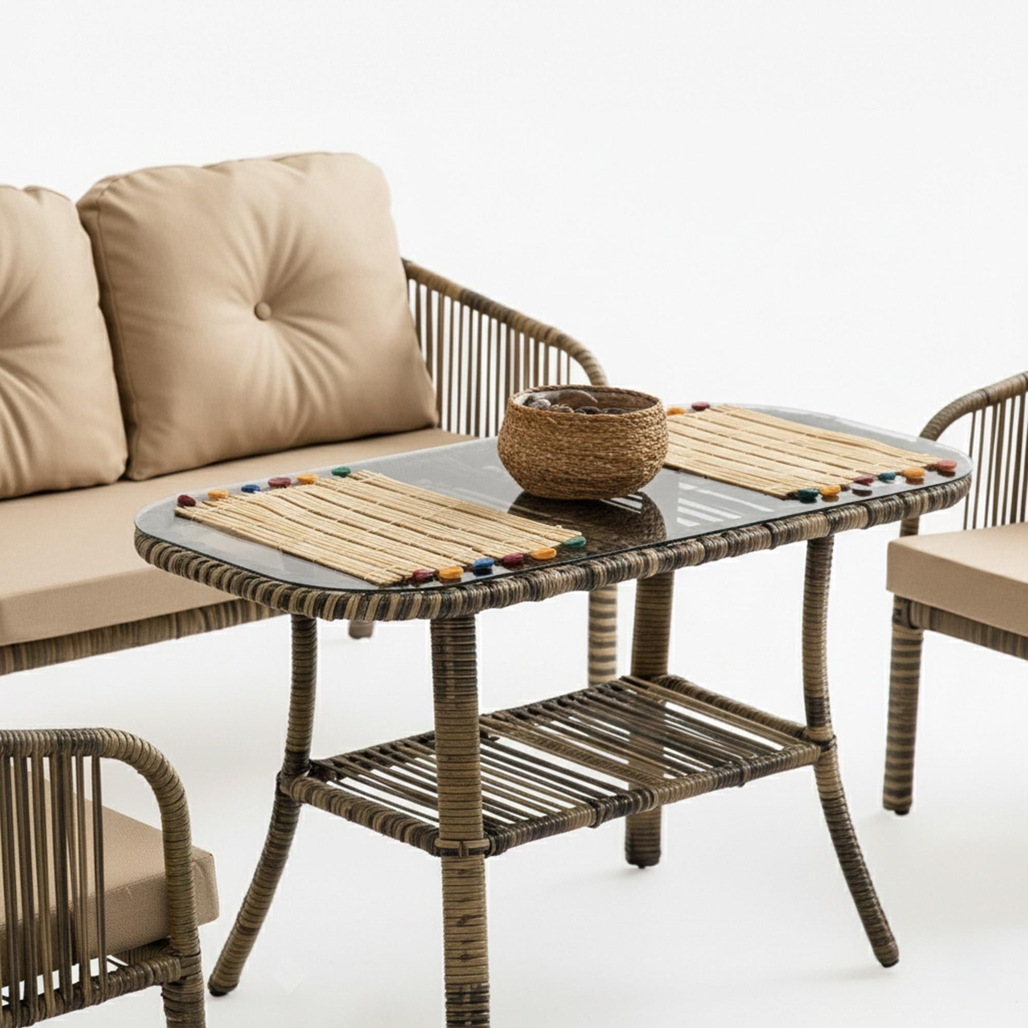 Capri Swing Artemis İkili Rattan Balkon Bahçe Takımı | Açık Kahve