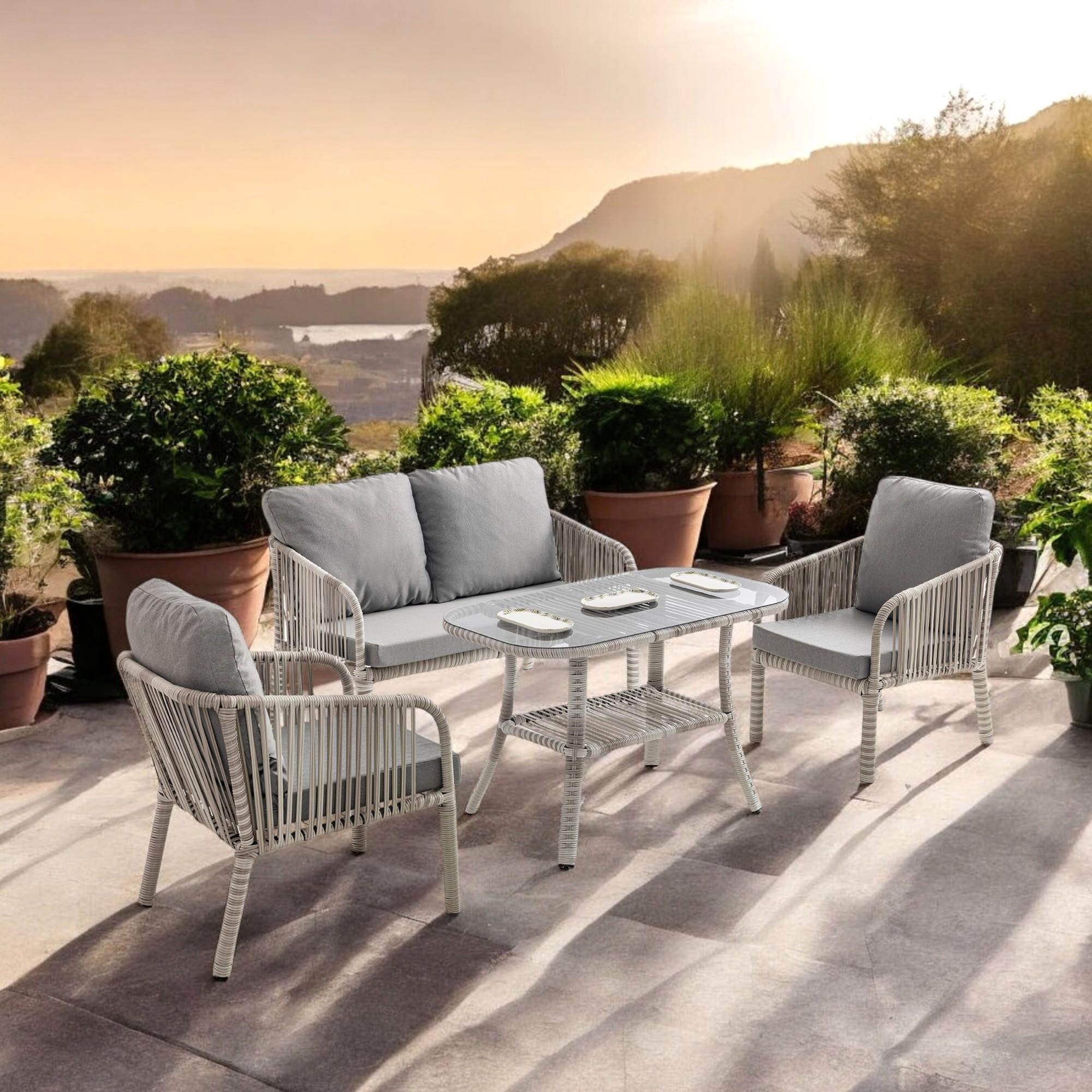 Capri Swing Artemis İkili Rattan Balkon Bahçe Takımı | Beyaz