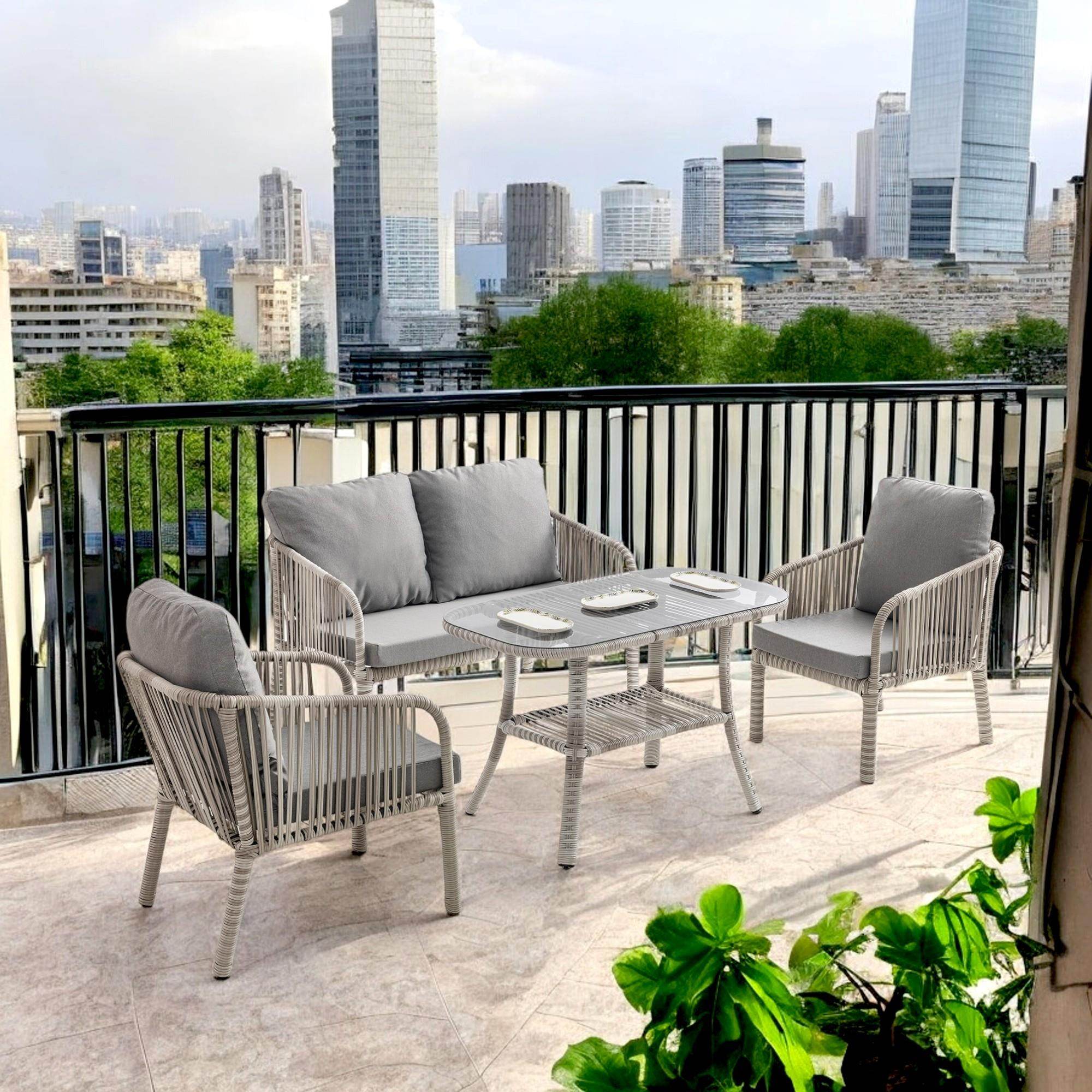 Capri Swing Artemis İkili Rattan Balkon Bahçe Takımı | Beyaz