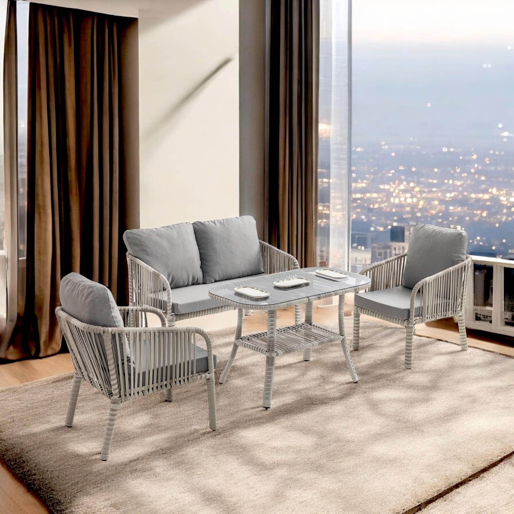 Capri Swing Artemis İkili Rattan Balkon Bahçe Takımı | Beyaz