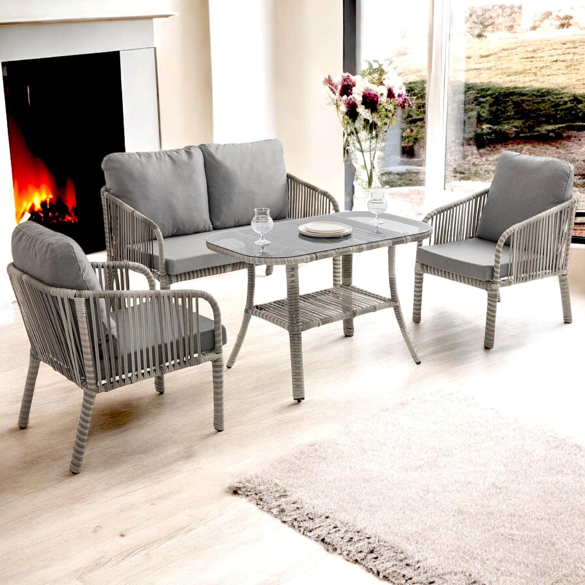 Capri Swing Artemis İkili Rattan Balkon Bahçe Takımı | Gri