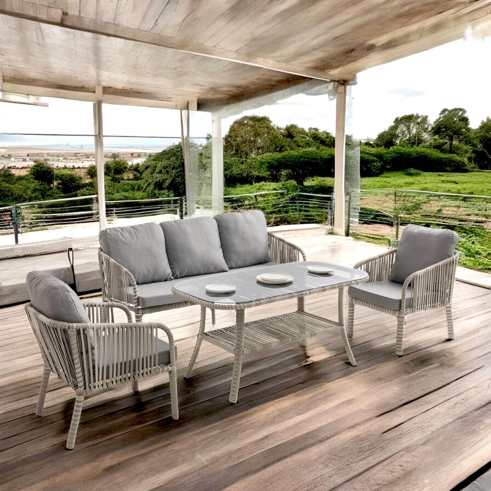 Capri Swing Artemis Üçlü Rattan Balkon Bahçe Takımı | Beyaz