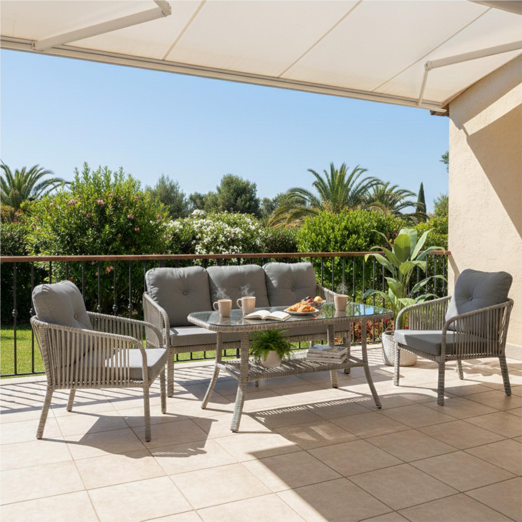 Capri Swing Artemis Üçlü Rattan Balkon Bahçe Takımı | Beyaz