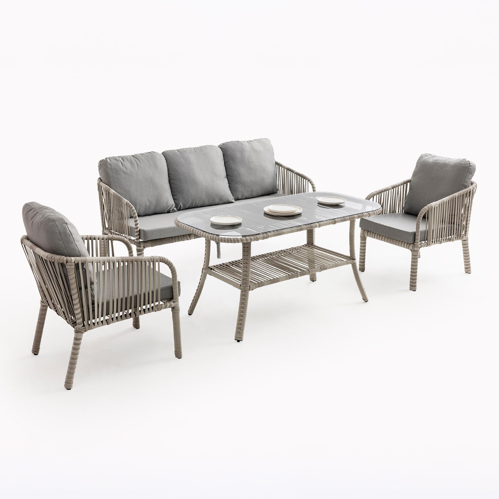 Capri Swing Artemis Üçlü Rattan Balkon Bahçe Takımı | Beyaz