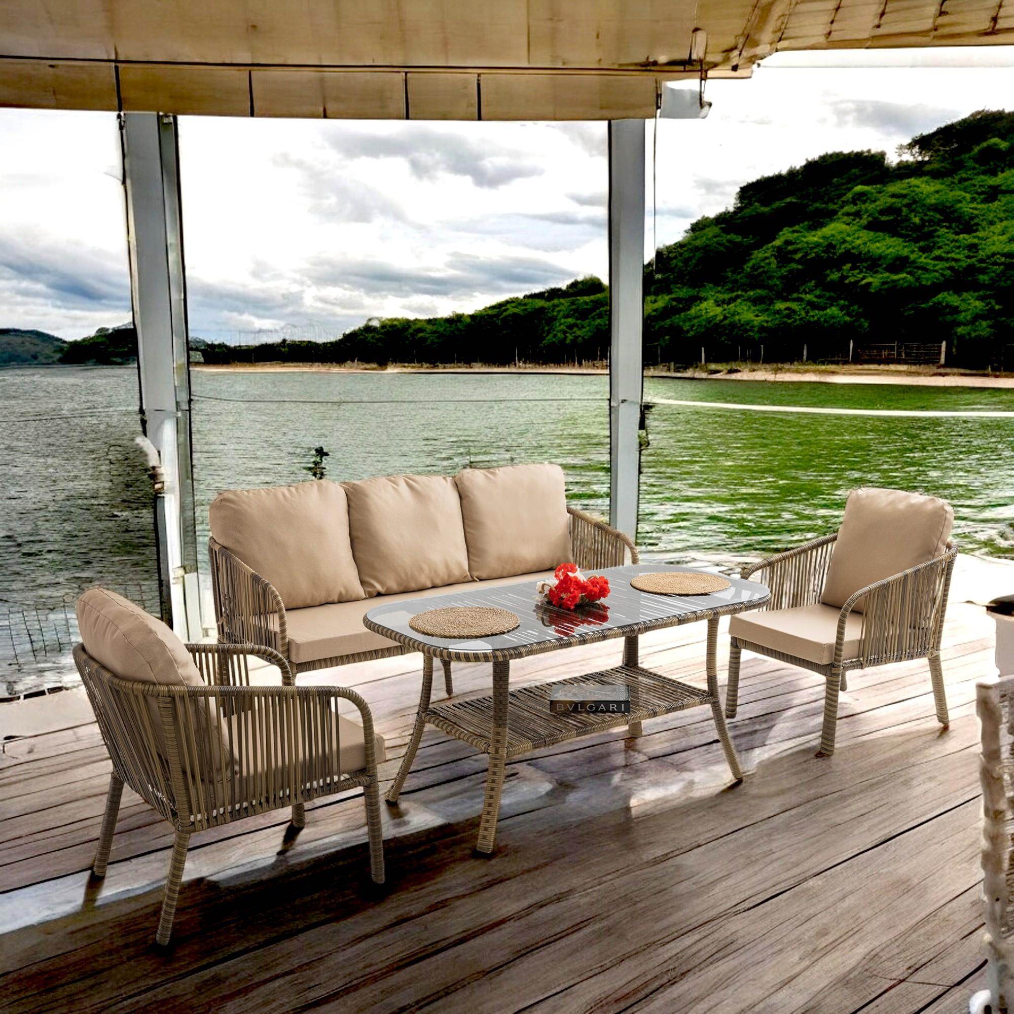 Capri Swing Artemis Üçlü Rattan Balkon Bahçe Takımı | Açık Kahve