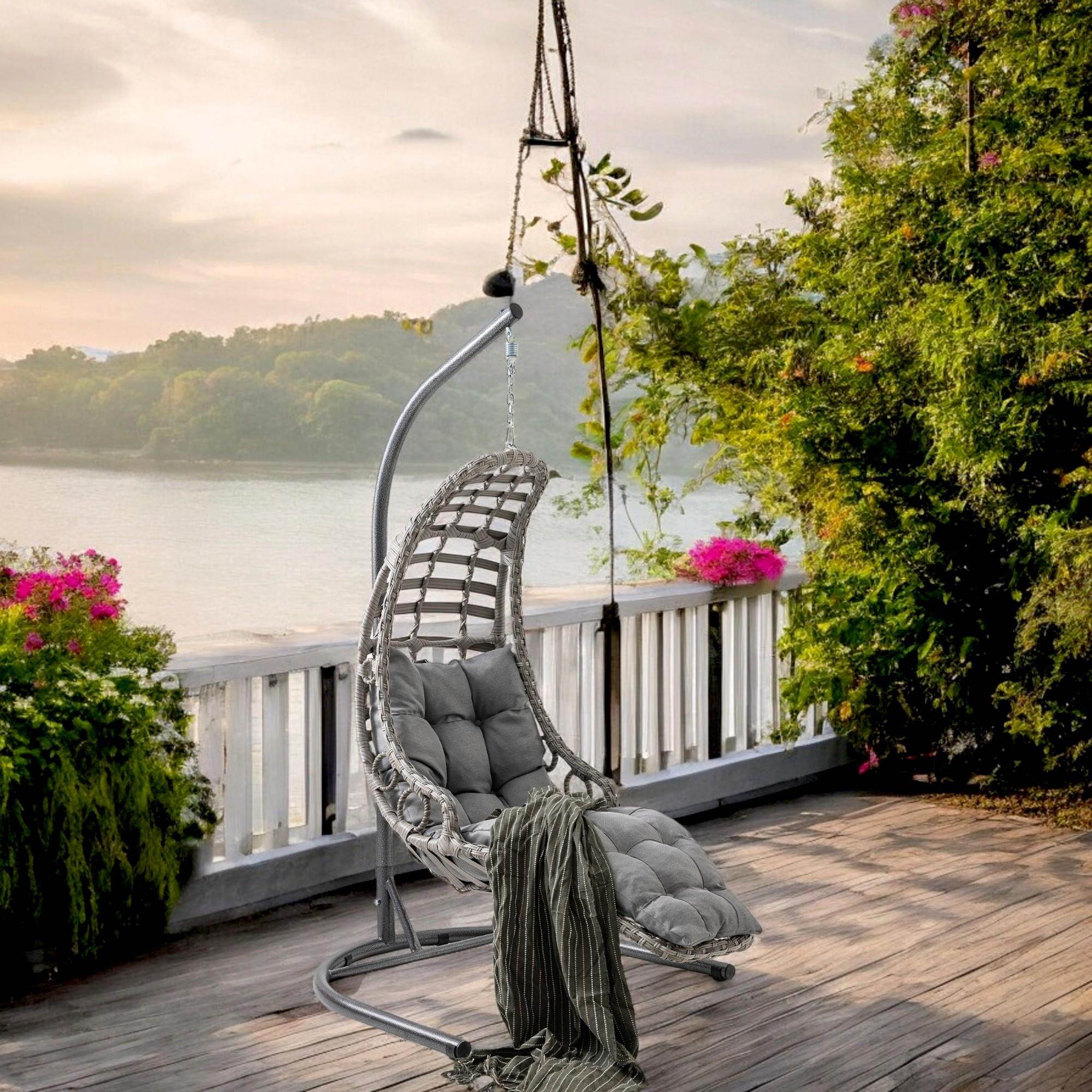 Capri Swing Bodrum Tekli Rattan Bahçe Salıncağı | Balkon Salıncağı