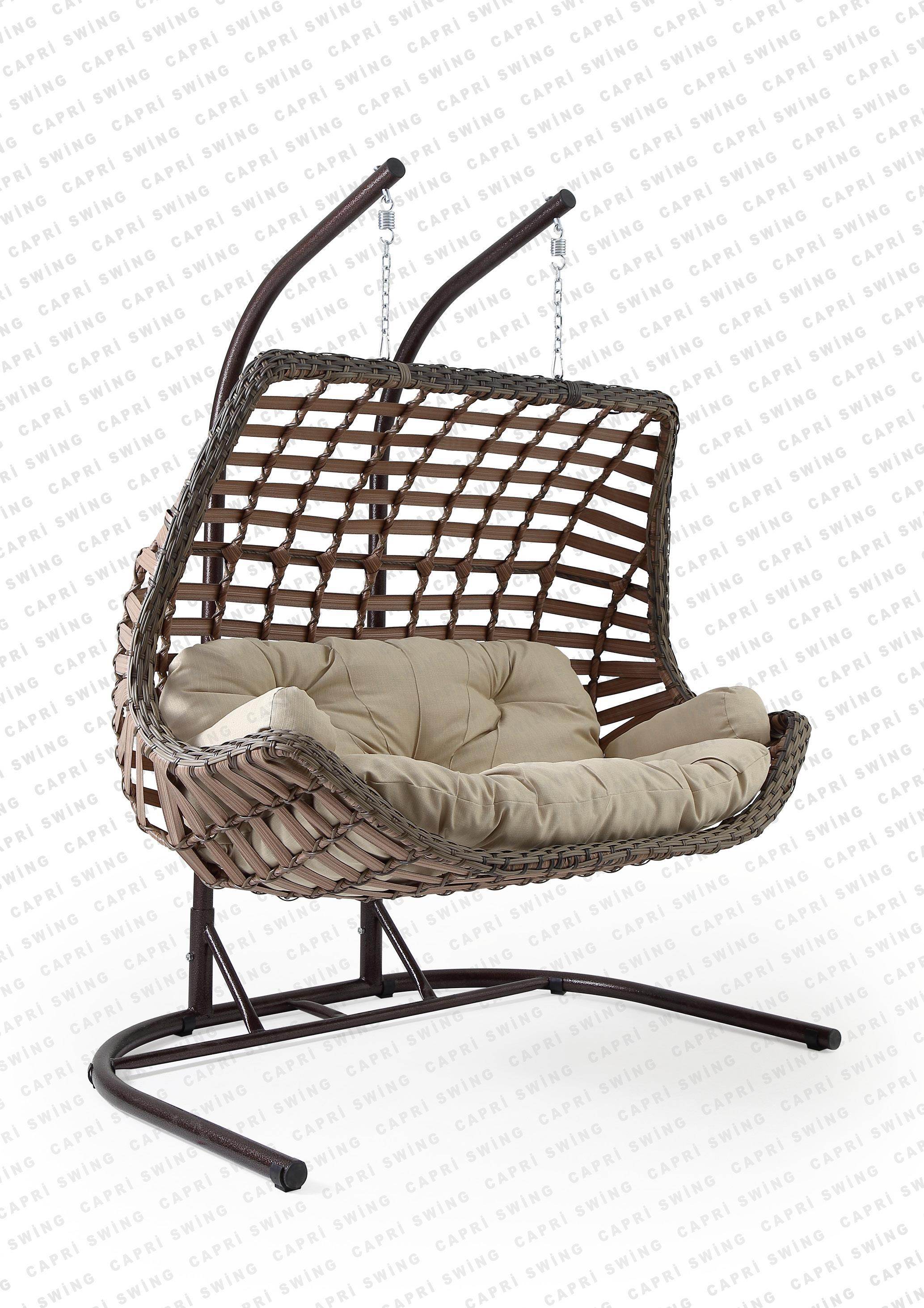 Capri Swing Cunda Çiftli Rattan Bahçe Salıncağı | Balkon Salıncağı