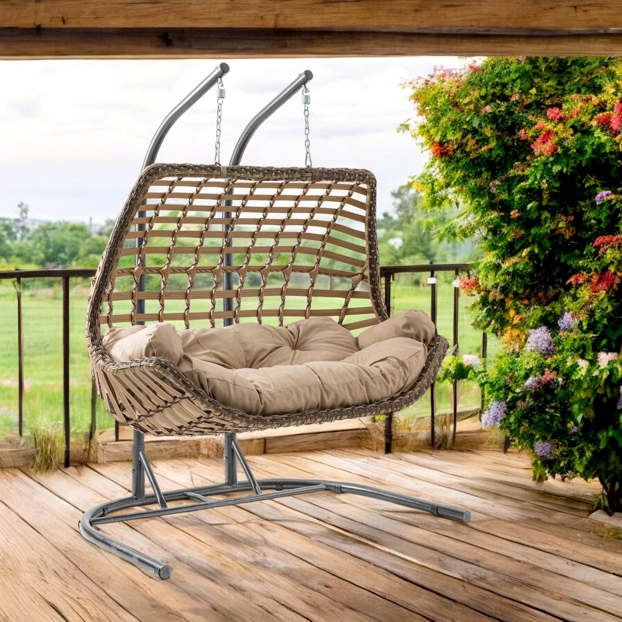 Capri Swing Cunda Çiftli Rattan Bahçe Salıncağı | Balkon Salıncağı