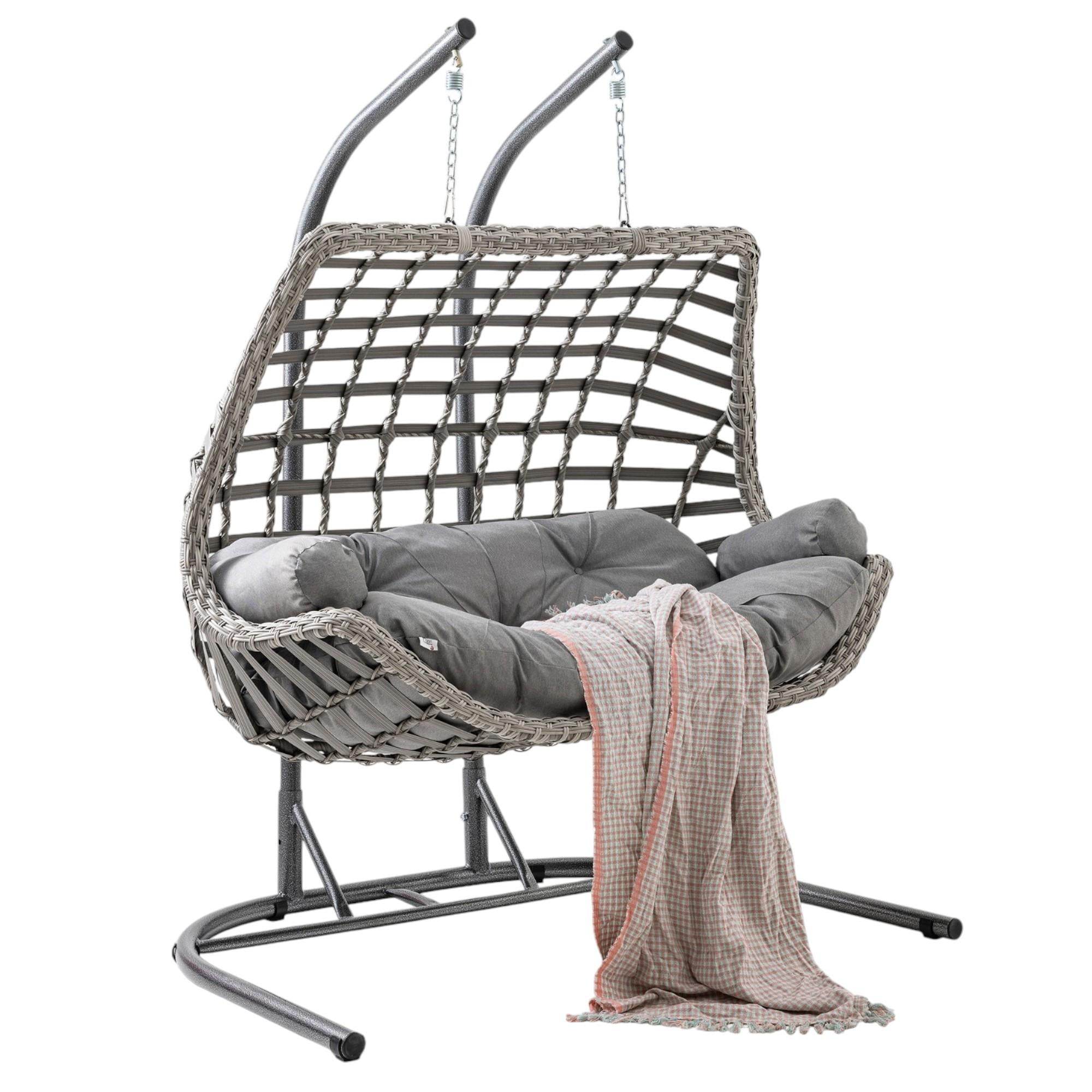 Capri Swing Cunda Çiftli Rattan Bahçe Salıncağı | Balkon Salıncağı