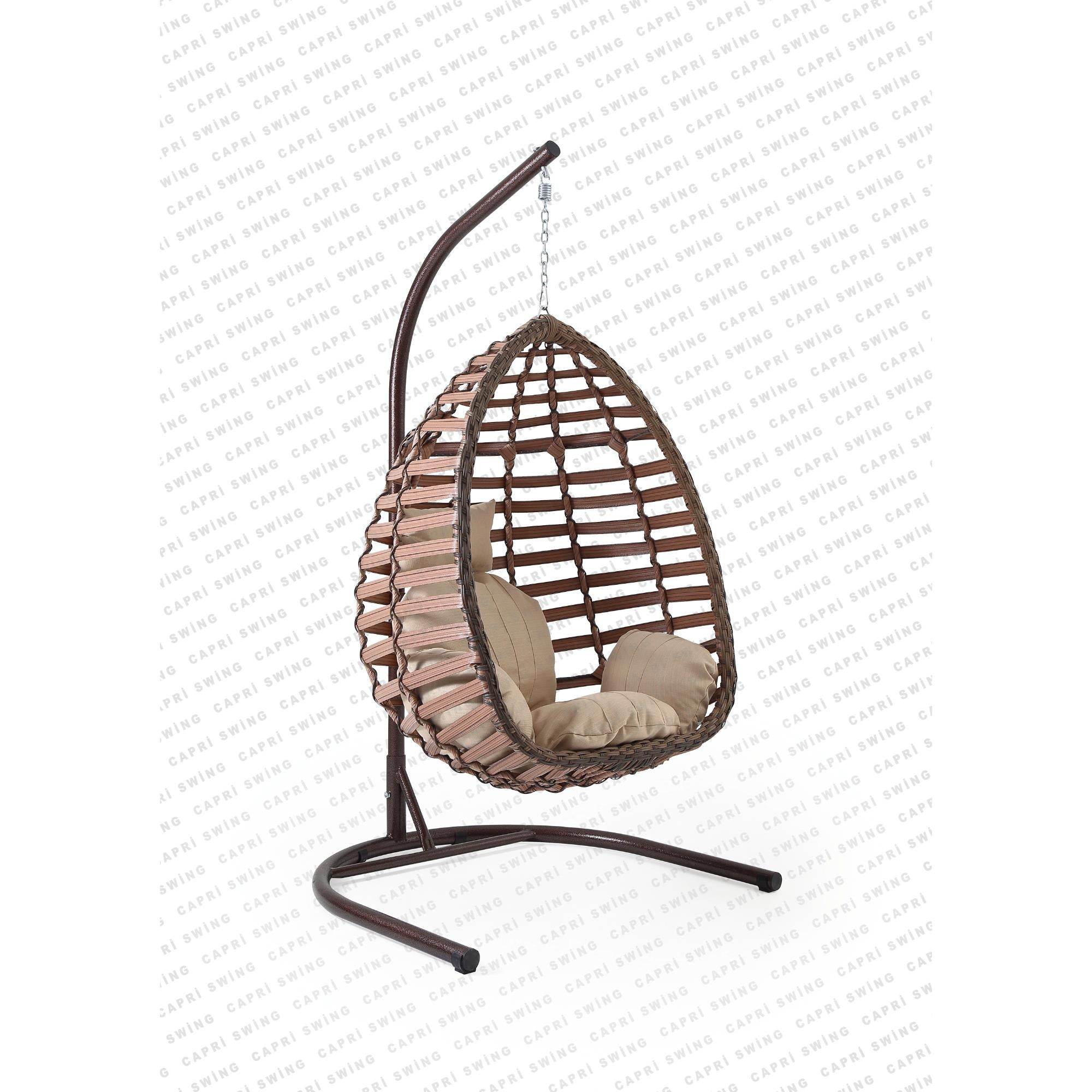 Capri Swing Gümbet Tekli Rattan Bahçe Salıncağı | Balkon Salıncağı