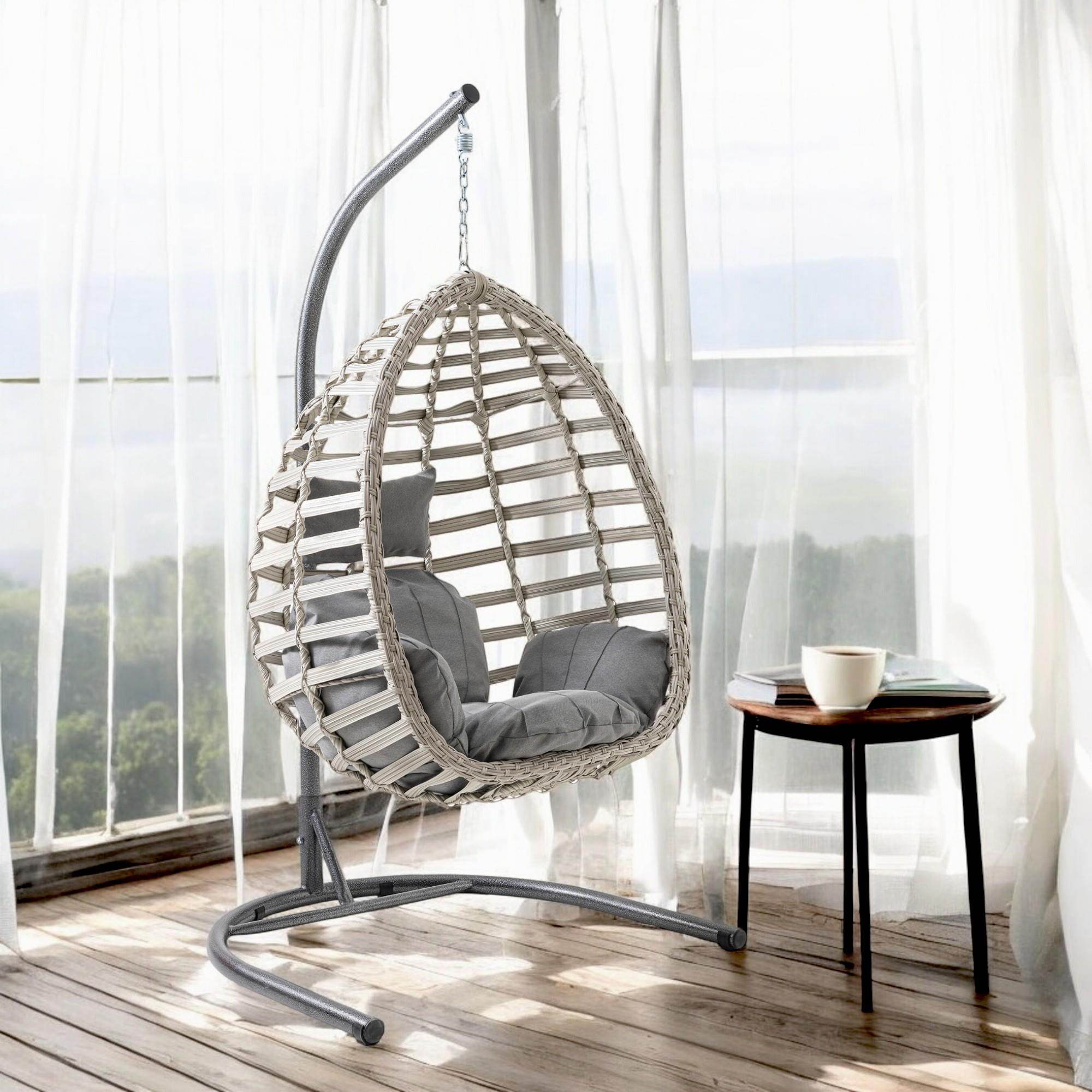 Capri Swing Gümbet Tekli Rattan Bahçe Salıncağı | Balkon Salıncağı