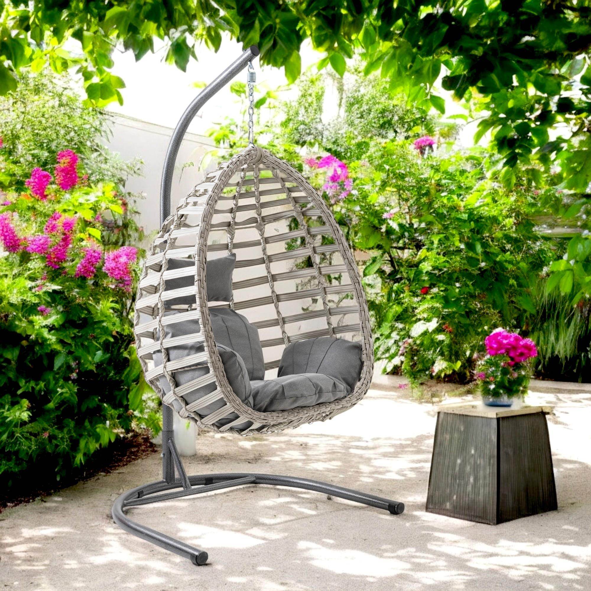 Capri Swing Gümbet Tekli Rattan Bahçe Salıncağı | Balkon Salıncağı