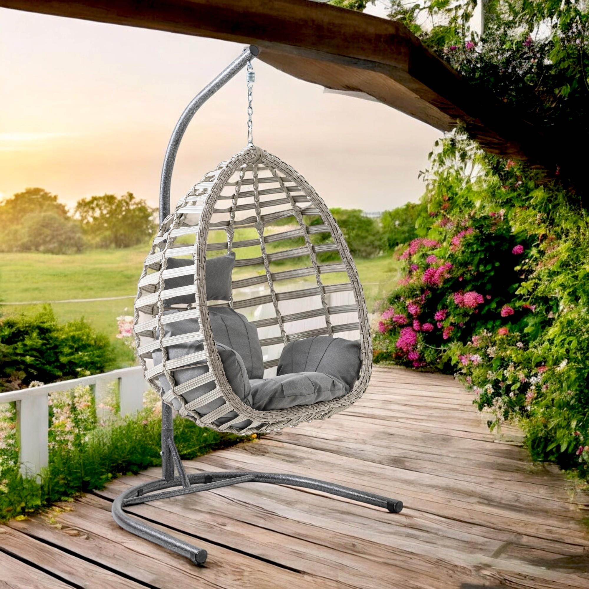 Capri Swing Gümbet Tekli Rattan Bahçe Salıncağı | Balkon Salıncağı