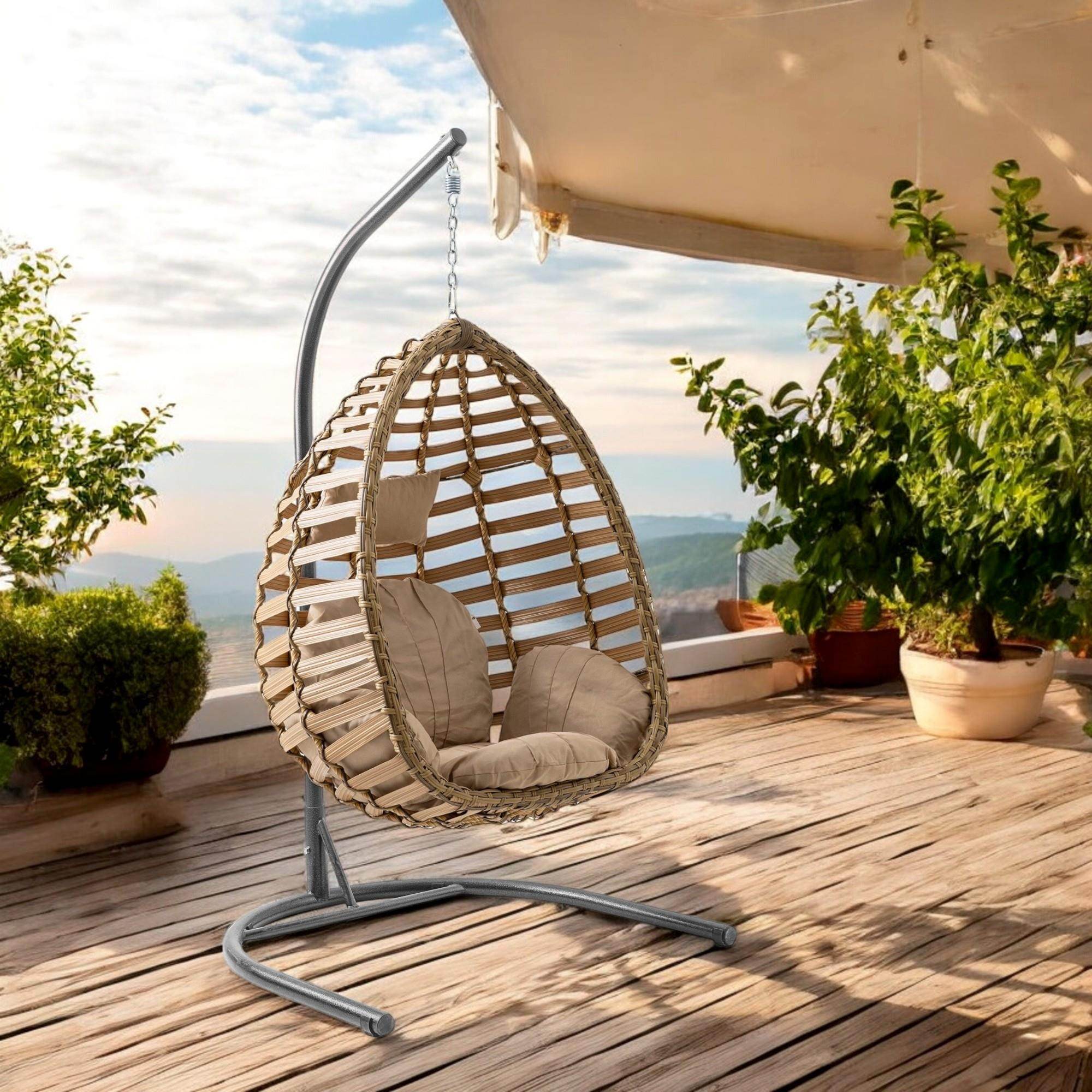 Capri Swing Gümbet Tekli Rattan Bahçe Salıncağı | Balkon Salıncağı